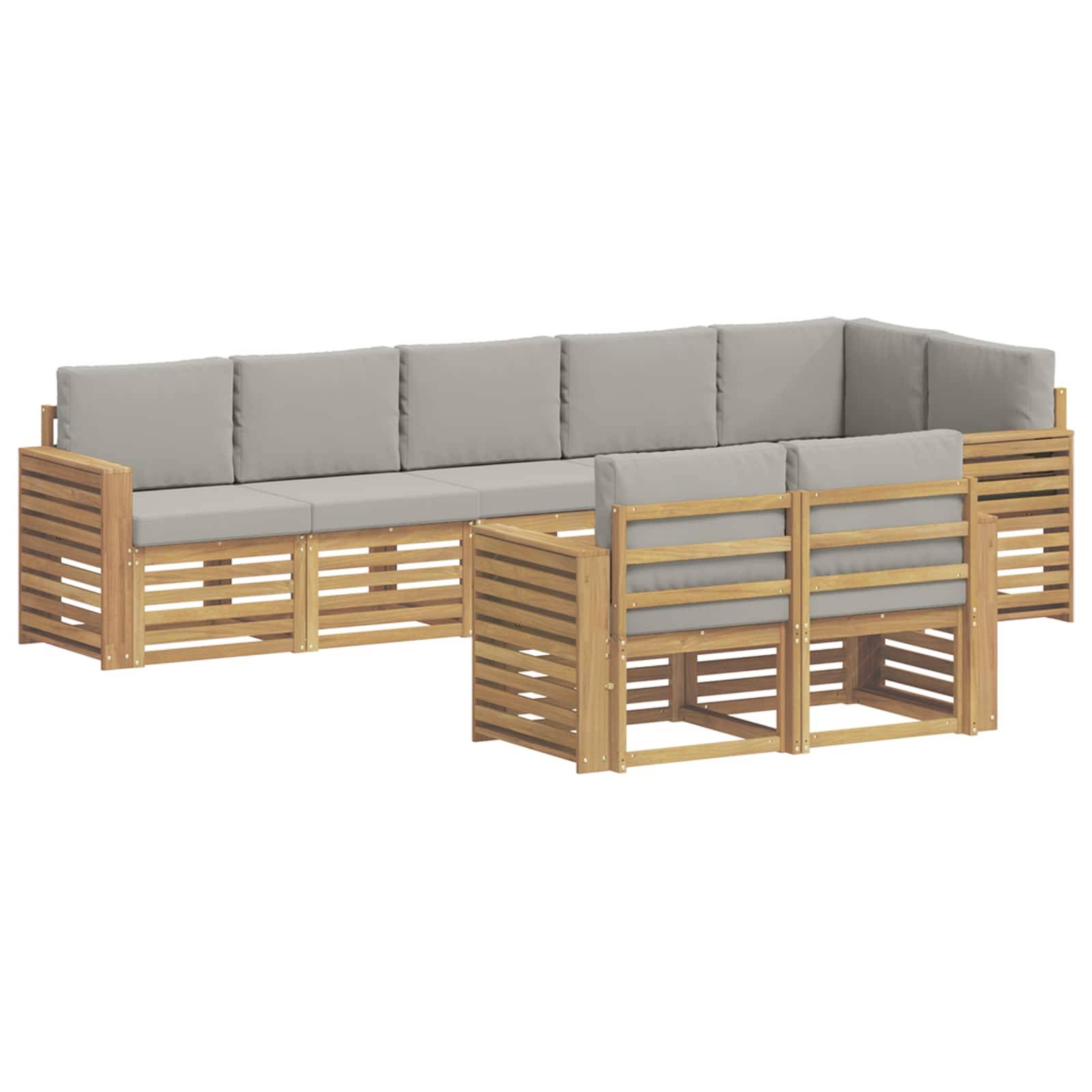 vidaXL Outdoor-Sofagarnitur 8 pcs Weiß und Hellgrau