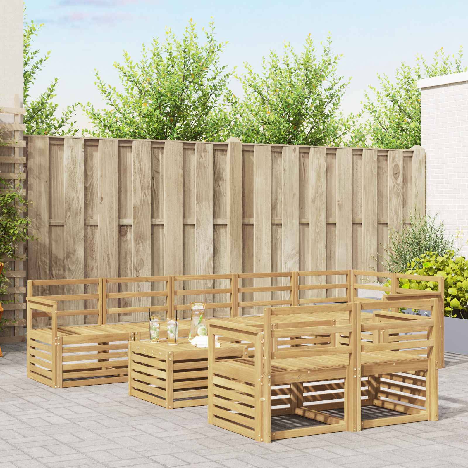 vidaXL Outdoor-Sofagarnitur 9 pcs Weiß 59 x 59 x 37 cm