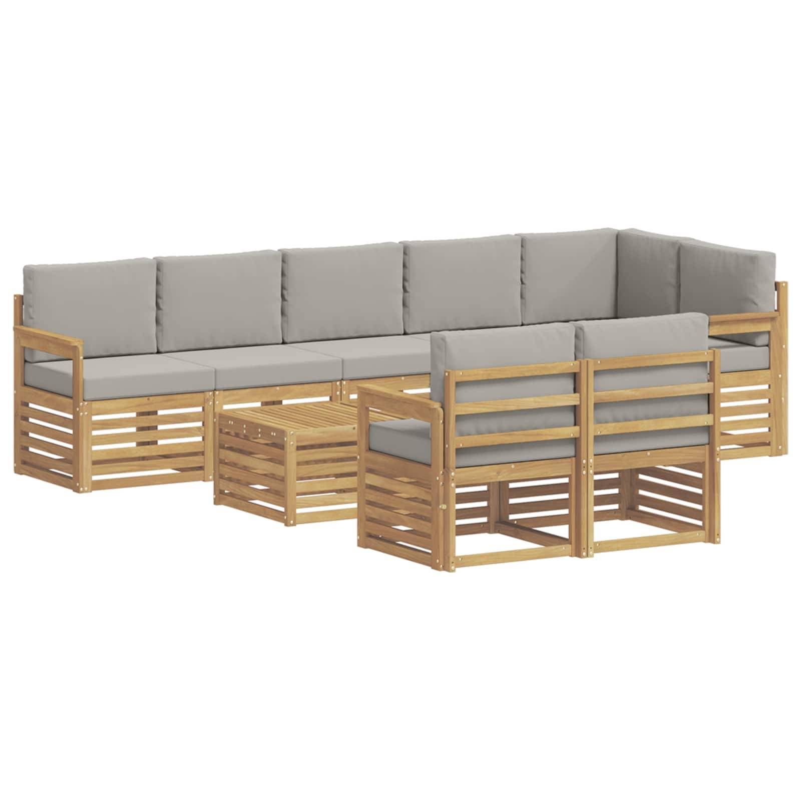 vidaXL Outdoor-Sofagarnitur 8 pcs Weiß und Hellgrau 59 x 59 x 37 cm
