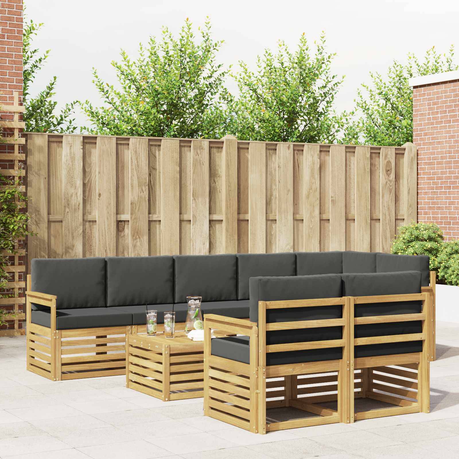 vidaXL Outdoor-Sofagarnitur 8 pcs Weiß und Anthrazit 59 x 59 x 37 cm