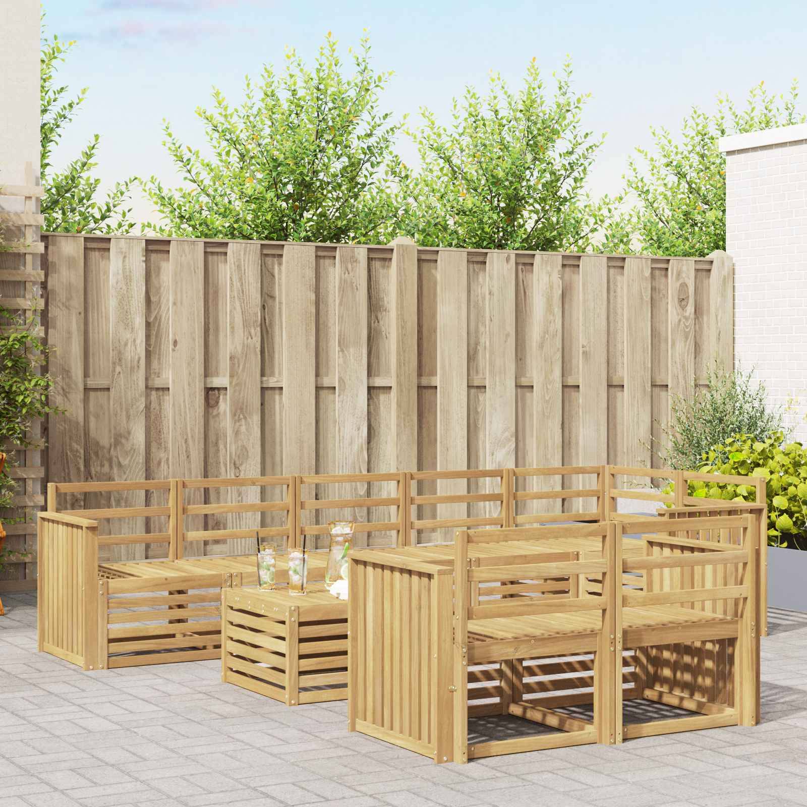 vidaXL Outdoor-Sofagarnitur 9 pcs Weiß 59 x 59 x 37 cm