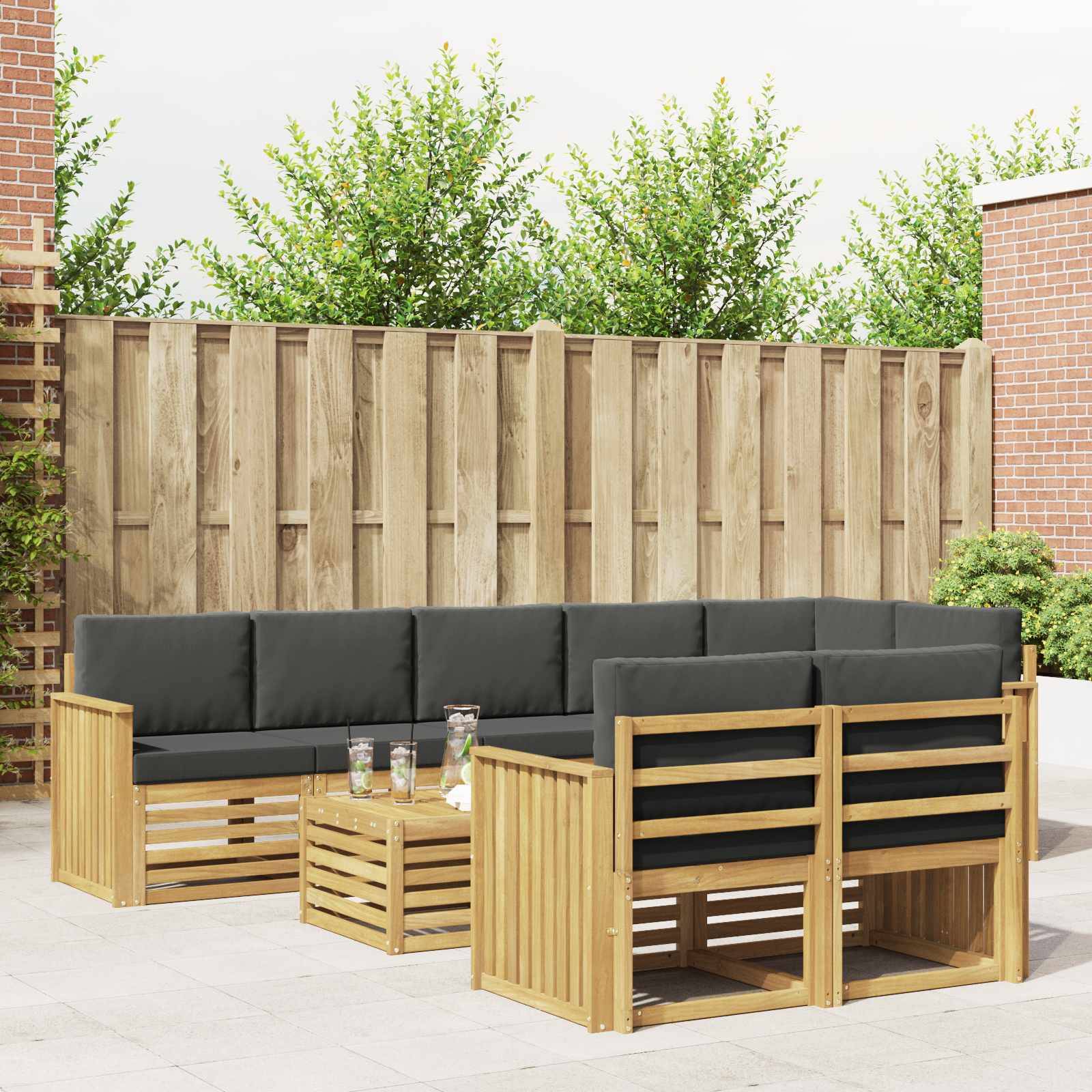 vidaXL Outdoor-Sofagarnitur 9 pcs Weiß und Anthrazit 59 x 59 x 37 cm