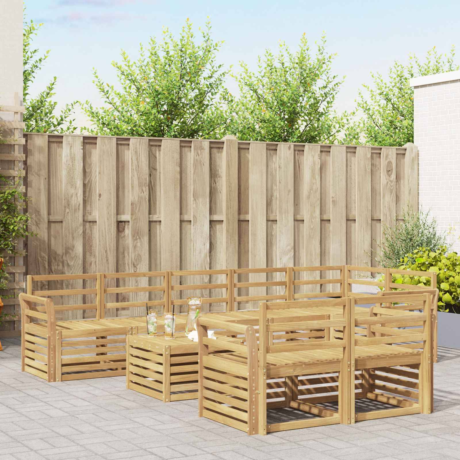 vidaXL Outdoor-Sofagarnitur 9 pcs Weiß 59 x 59 x 37 cm