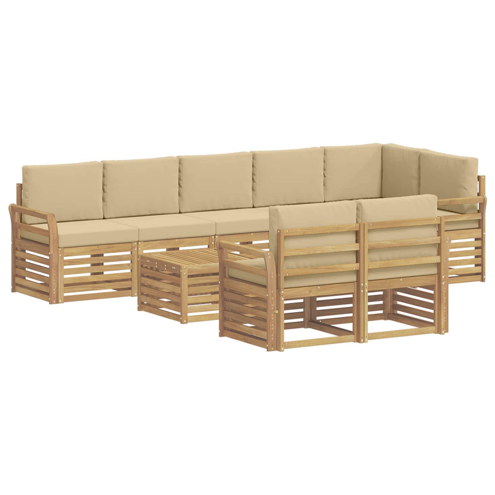vidaXL Outdoor-Sofagarnitur 9 pcs Weiß und Beige 59 x 59 x 37 cm