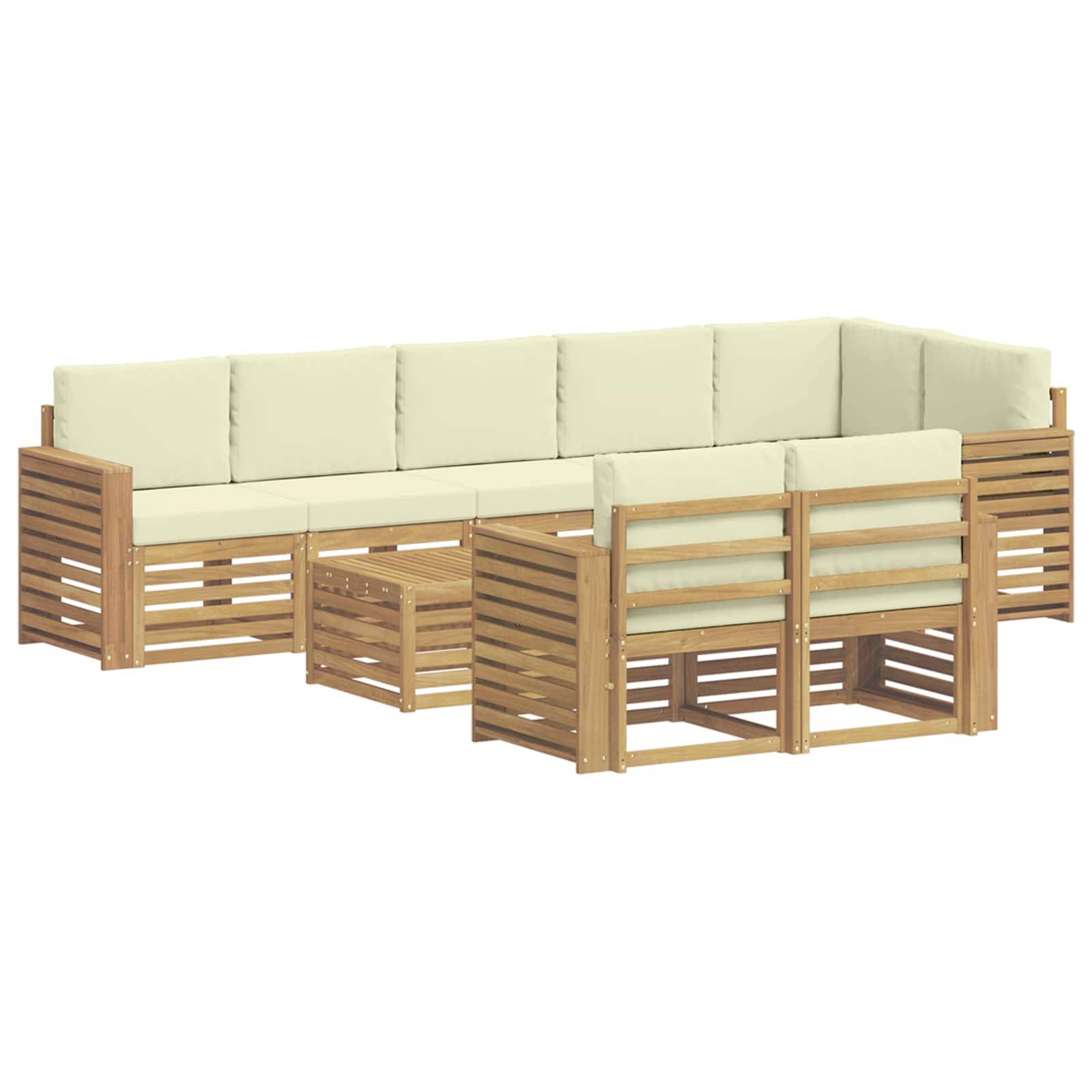 vidaXL Outdoor-Sofagarnitur 9 pcs Weiß und Creme 59 x 59 x 37 cm