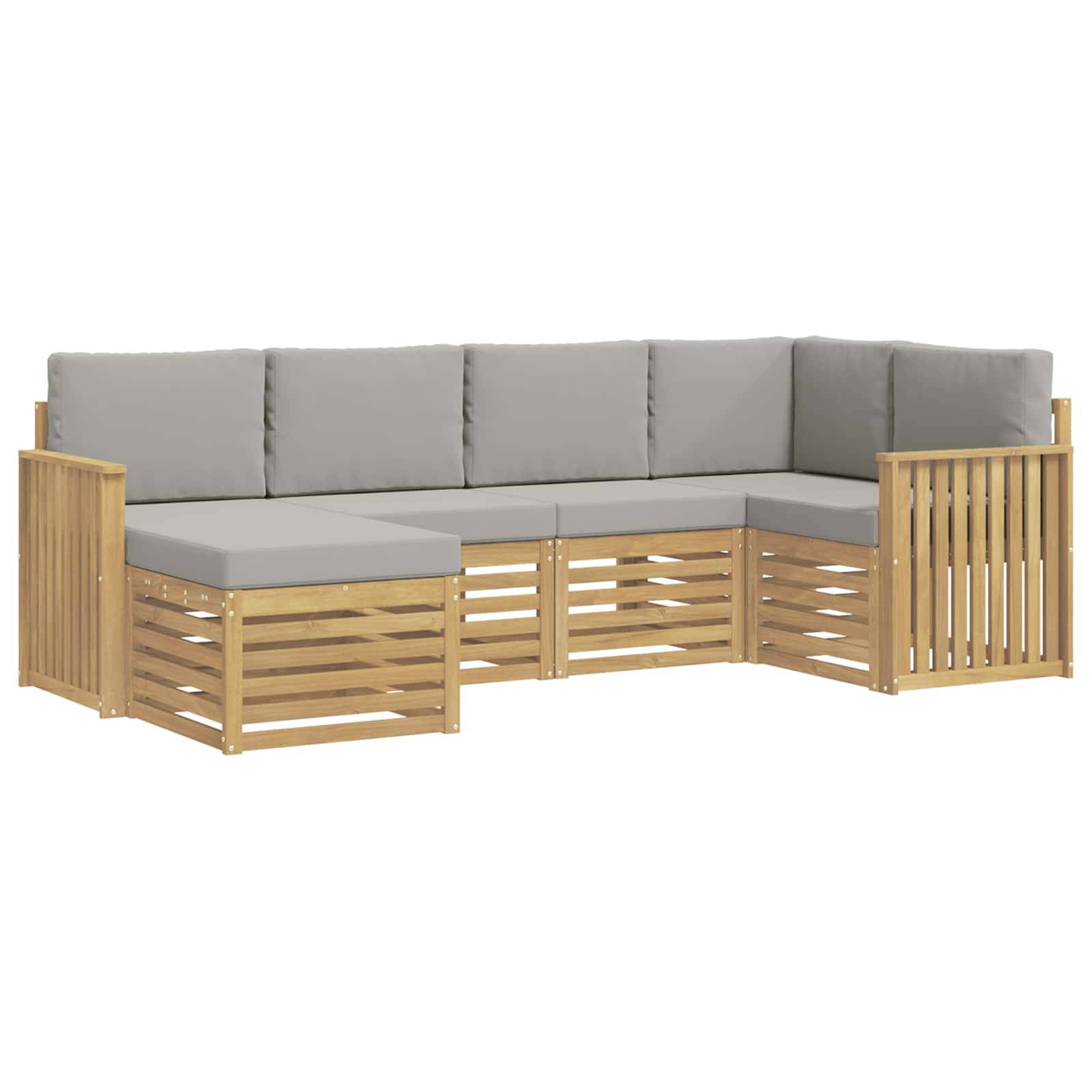 vidaXL Outdoor-Sofagarnitur 6 pcs Weiß und Hellgrau Polyester