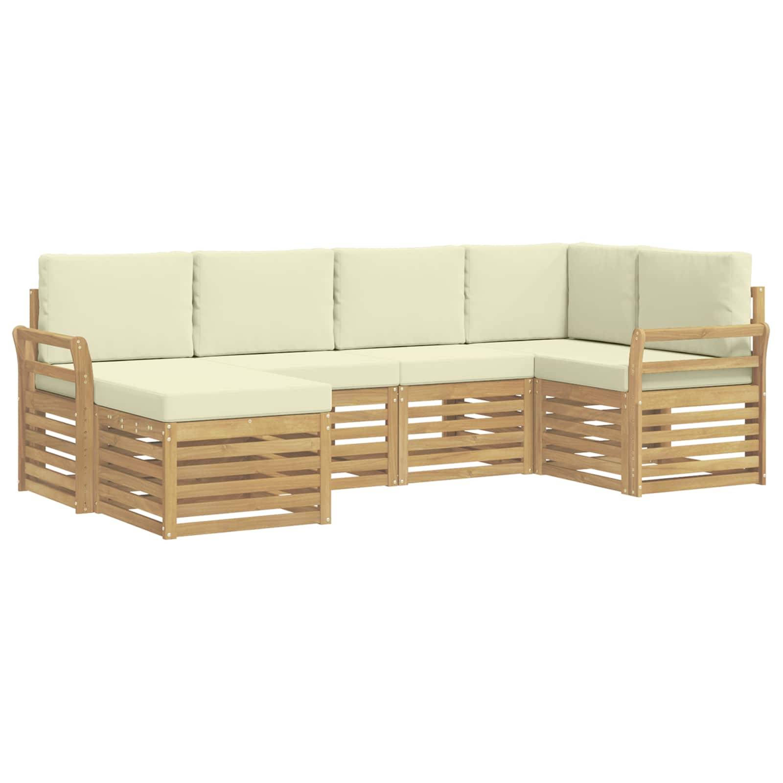 vidaXL Outdoor-Sofagarnitur 6 pcs Weiß und Creme Polyester