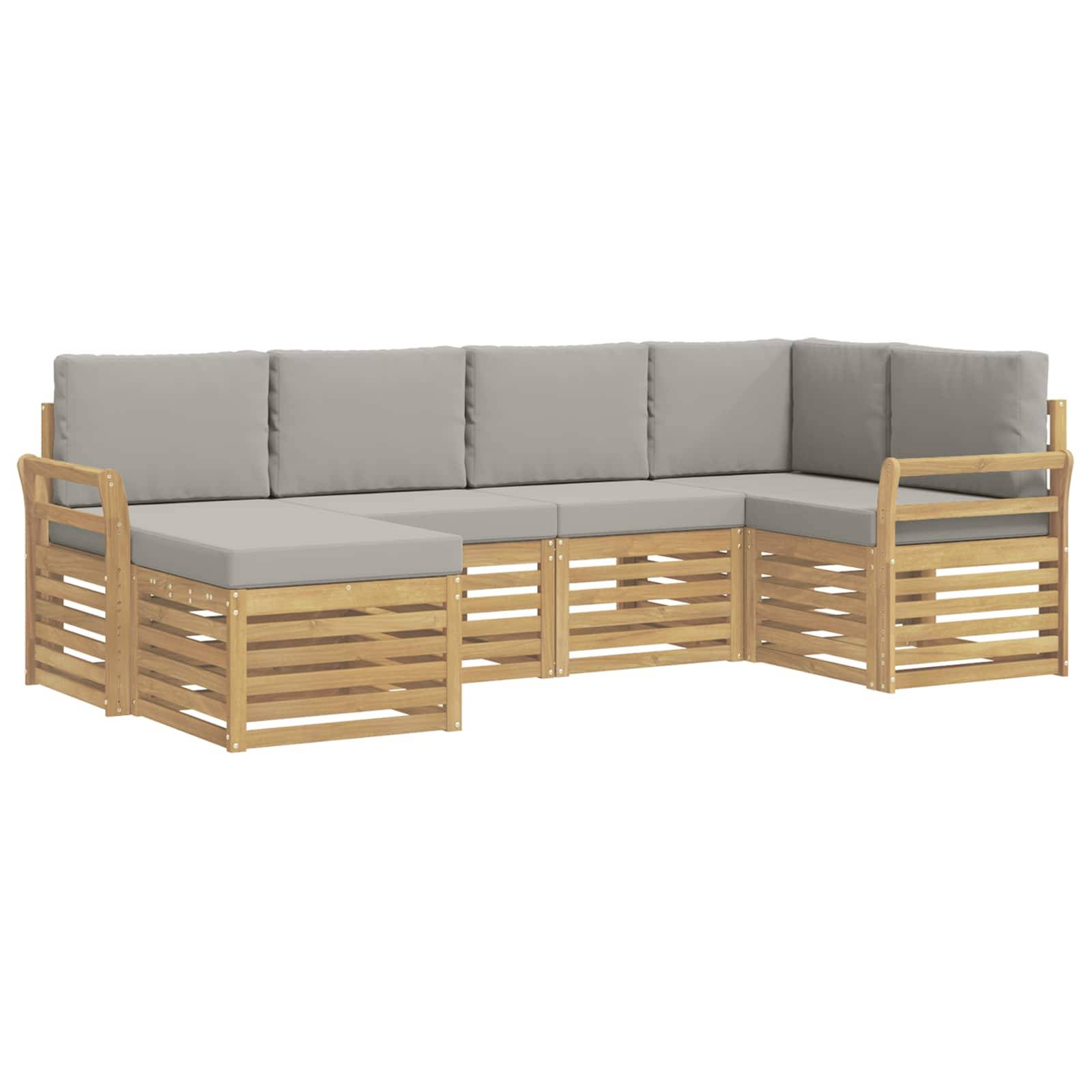 vidaXL Outdoor-Sofagarnitur 6 pcs Weiß und Hellgrau Polyester