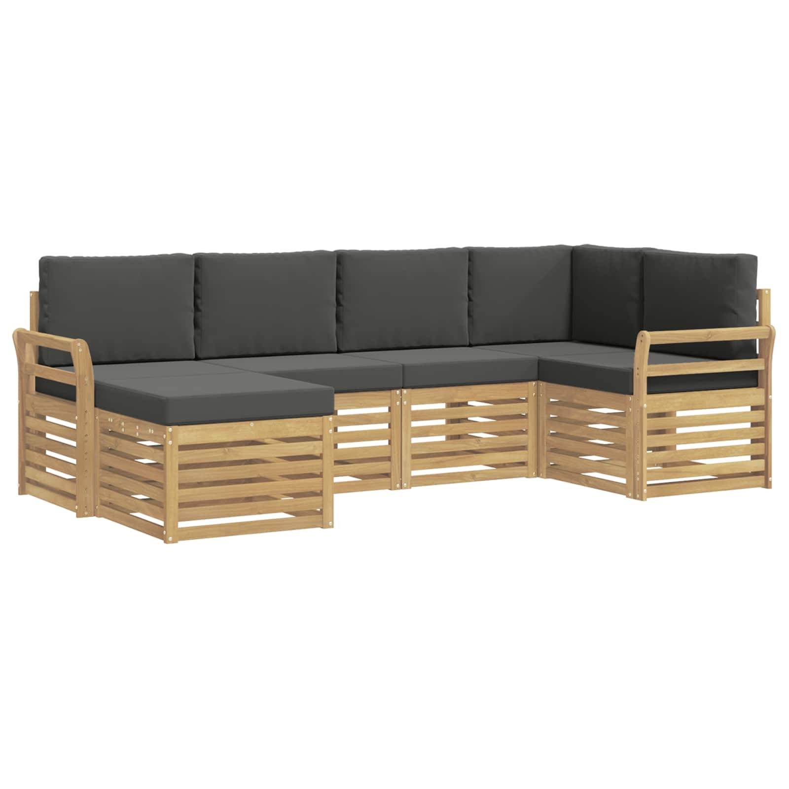 vidaXL Outdoor-Sofagarnitur 6 pcs Weiß und Anthrazit Polyester