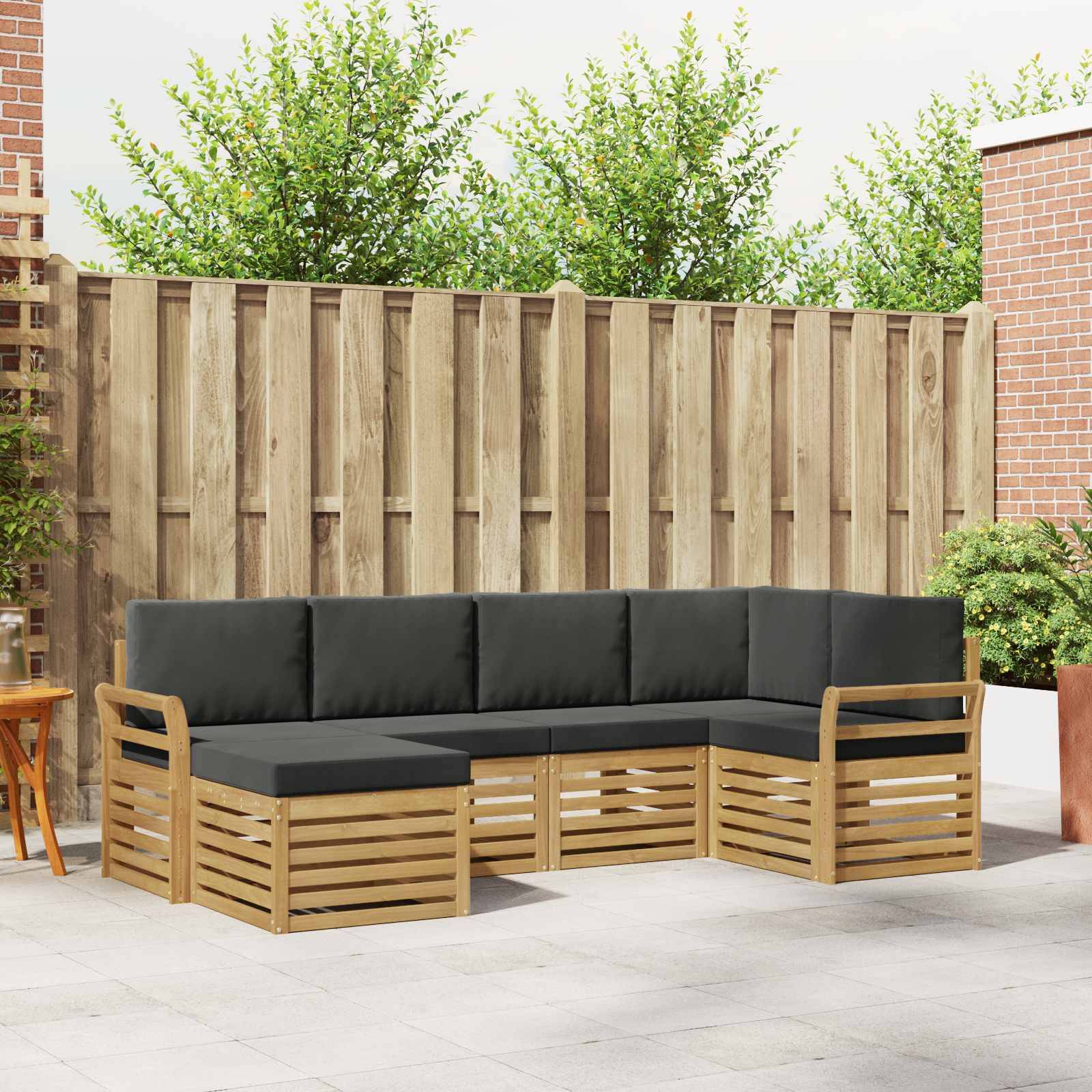 vidaXL Outdoor-Sofagarnitur 6 pcs Weiß und Anthrazit Polyester