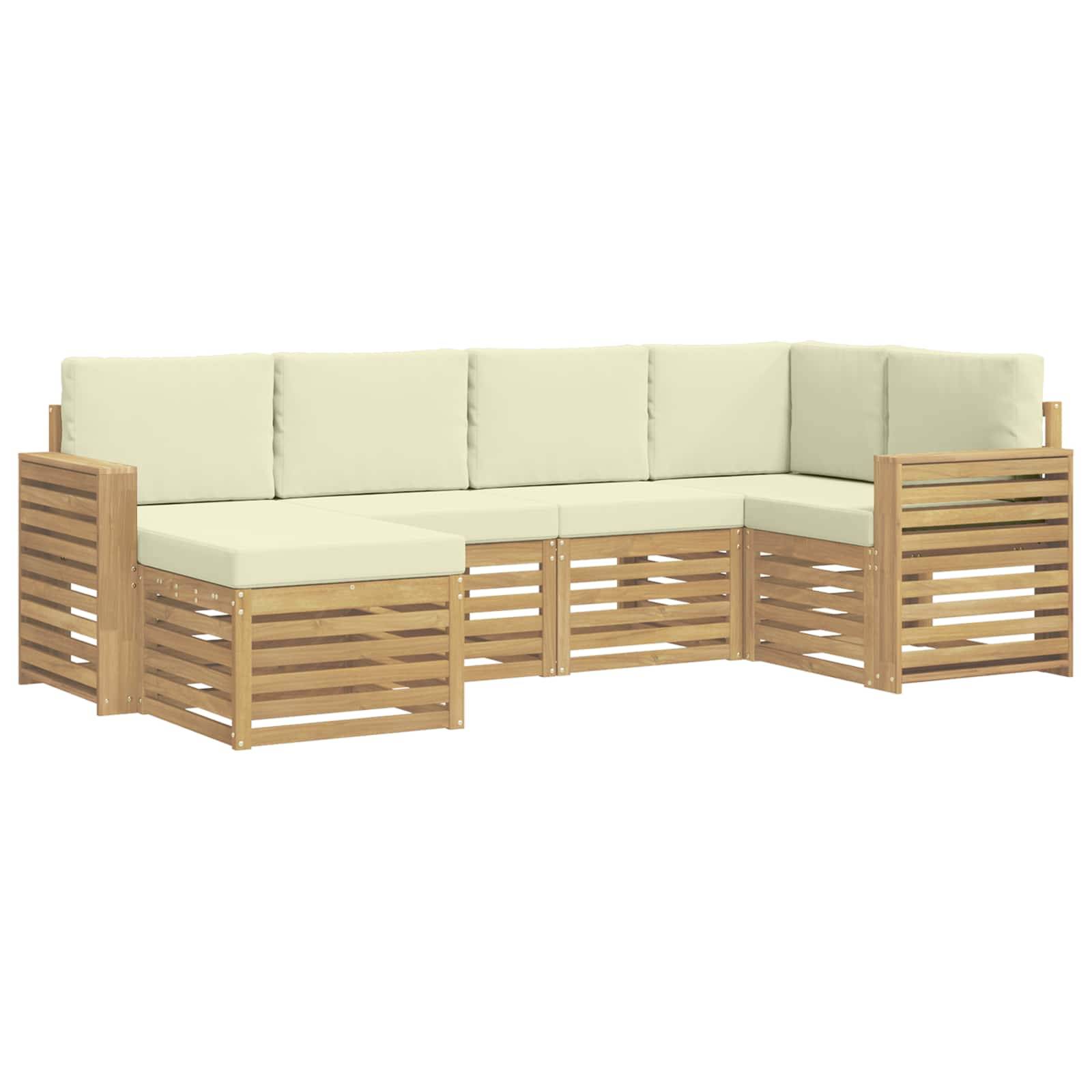 vidaXL Outdoor-Sofagarnitur 6 pcs Weiß und Creme Polyester