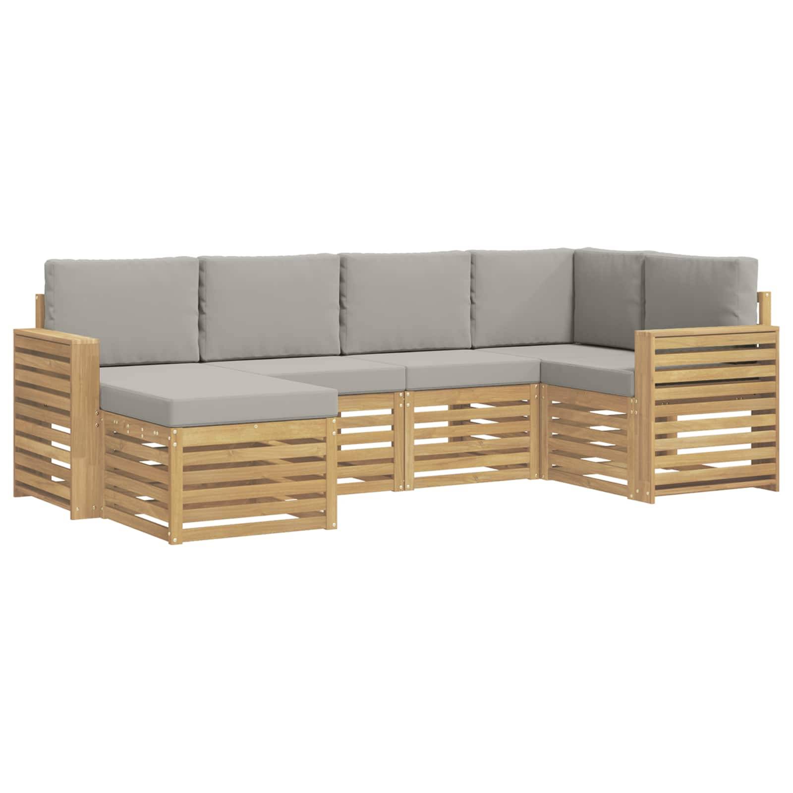 vidaXL Outdoor-Sofagarnitur 6 pcs Weiß und Hellgrau Polyester