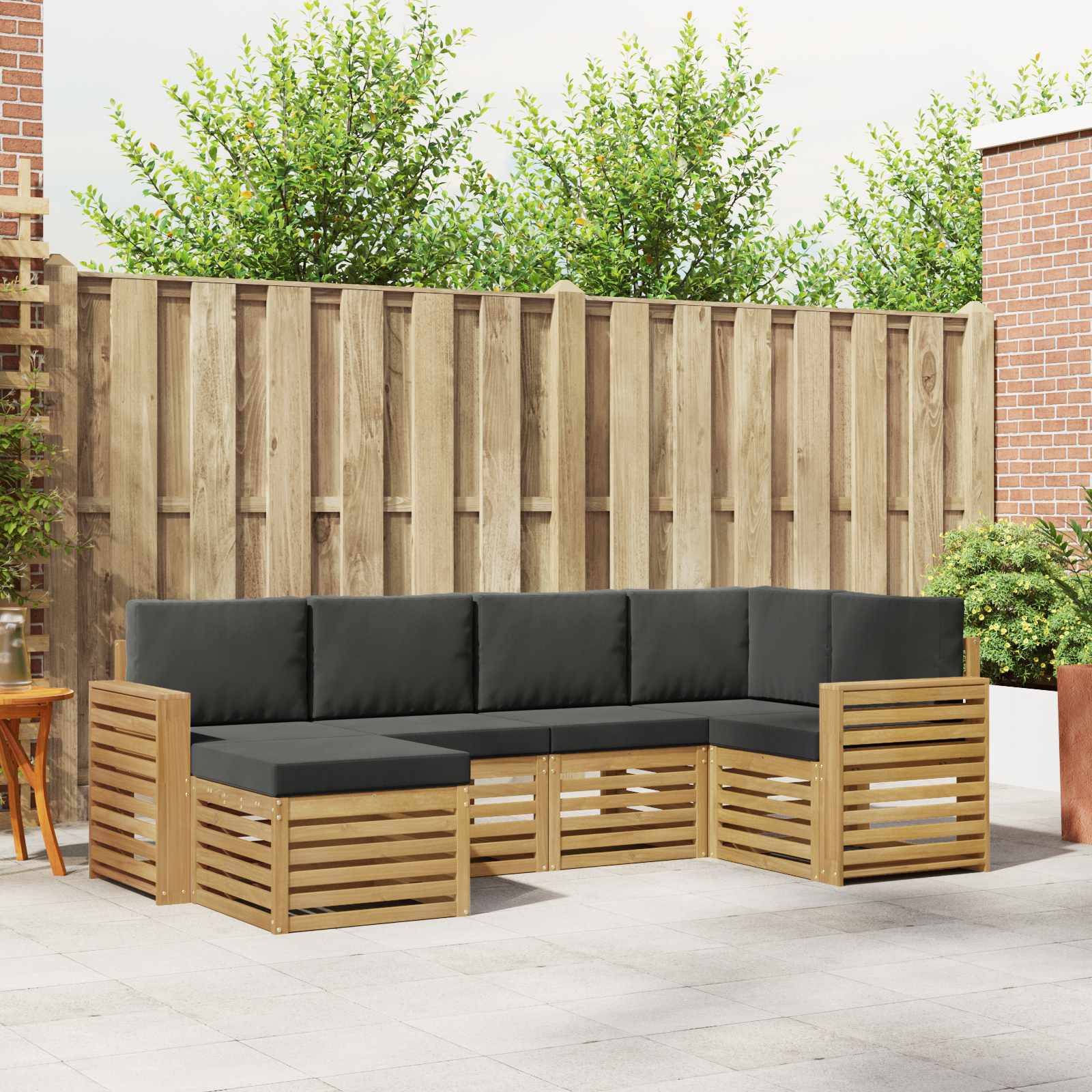 vidaXL Outdoor-Sofagarnitur 6 pcs Weiß und Anthrazit Polyester