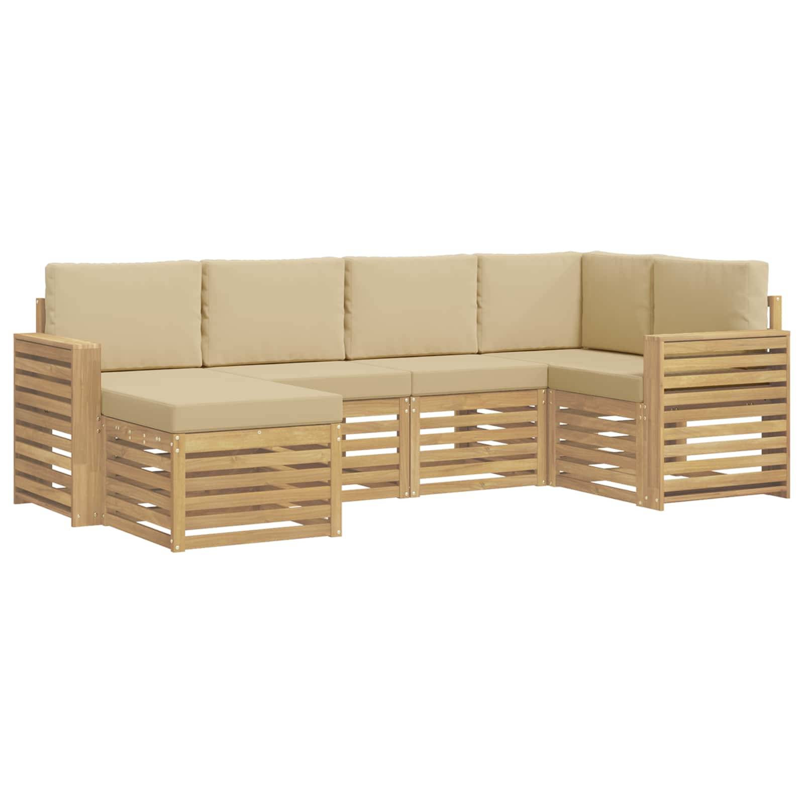 vidaXL Outdoor-Sofagarnitur 6 pcs Weiß und Beige Polyester