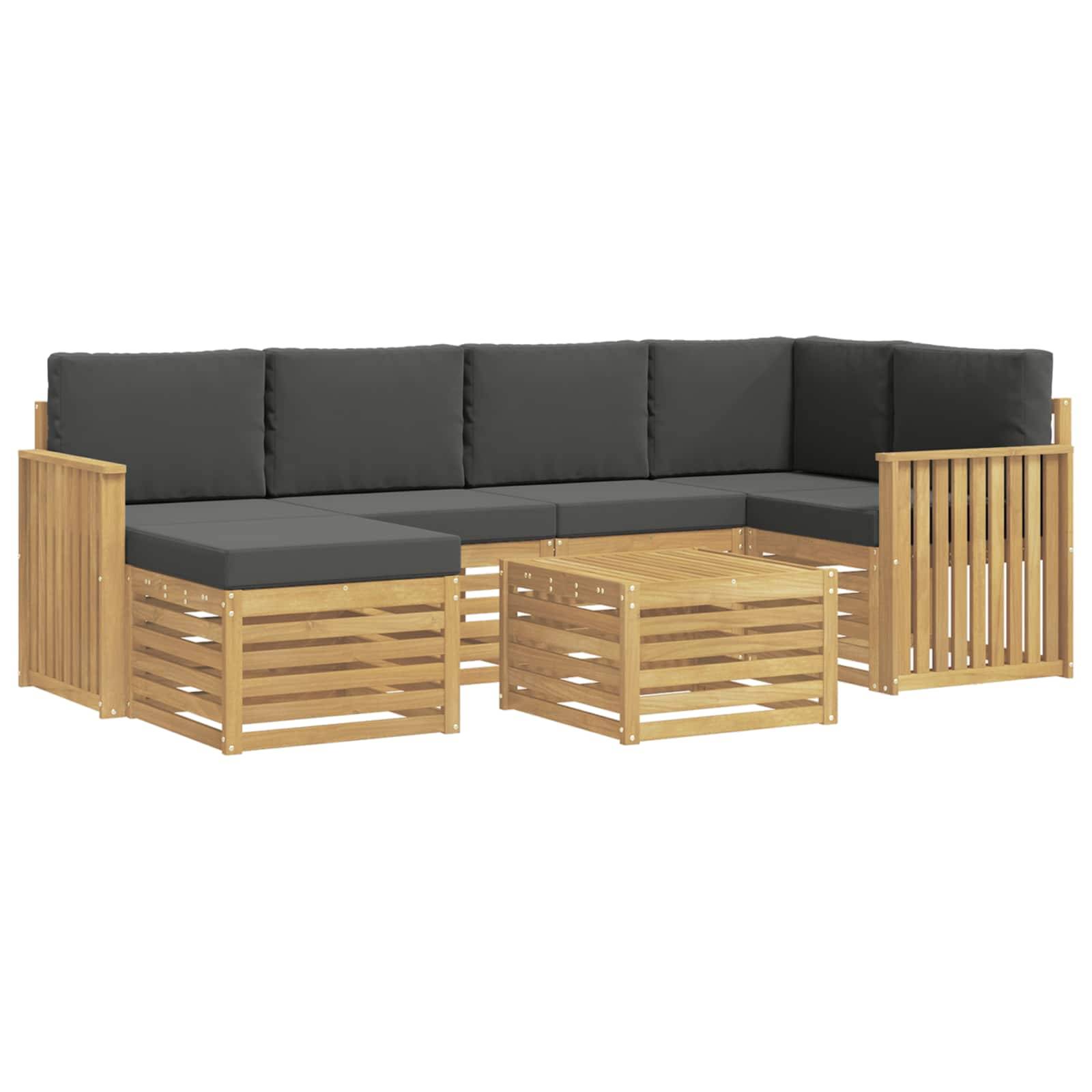 vidaXL Outdoor-Sofagarnitur 7 pcs Weiß und Anthrazit Polyester