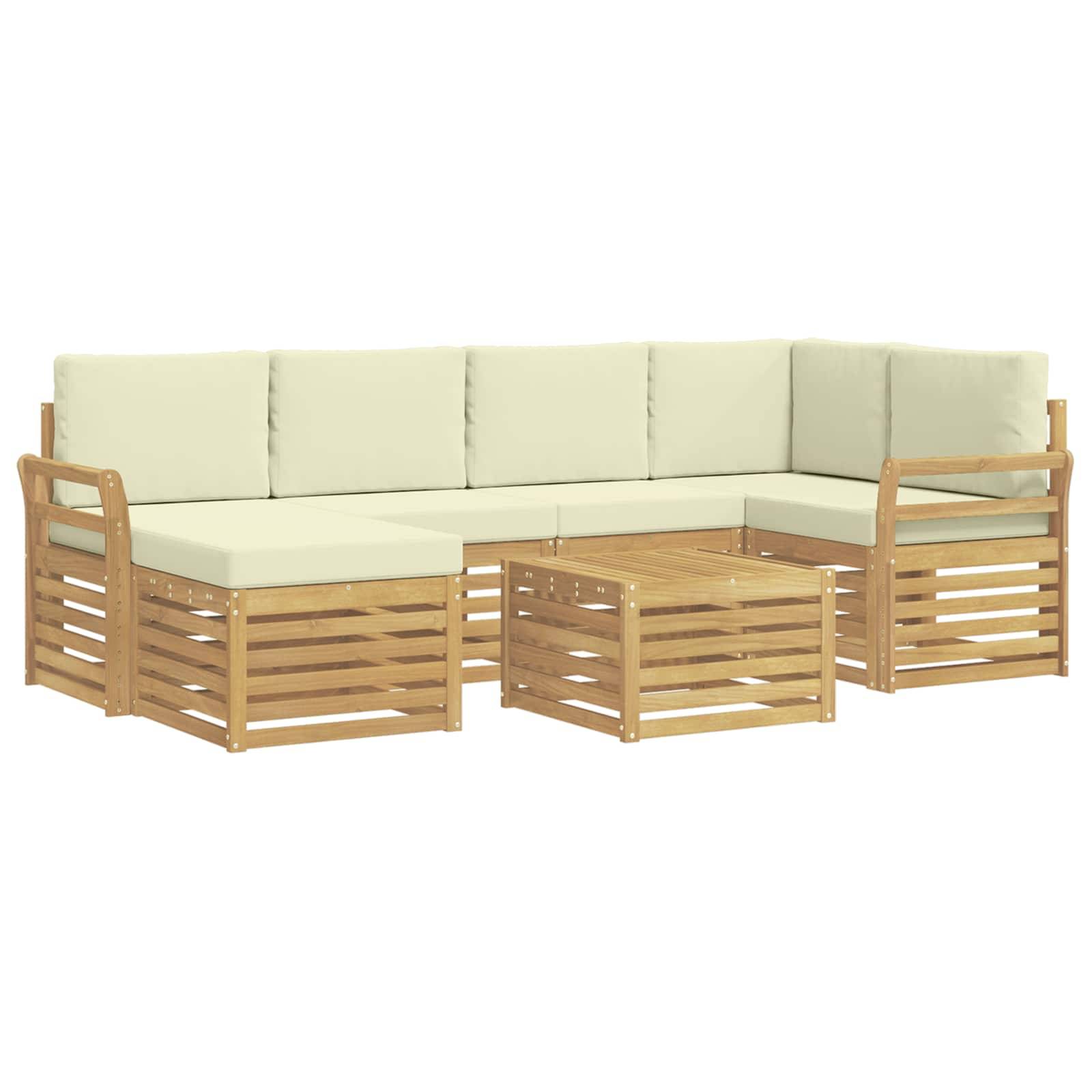 vidaXL Outdoor-Sofagarnitur 7 pcs Weiß und Creme Polyester