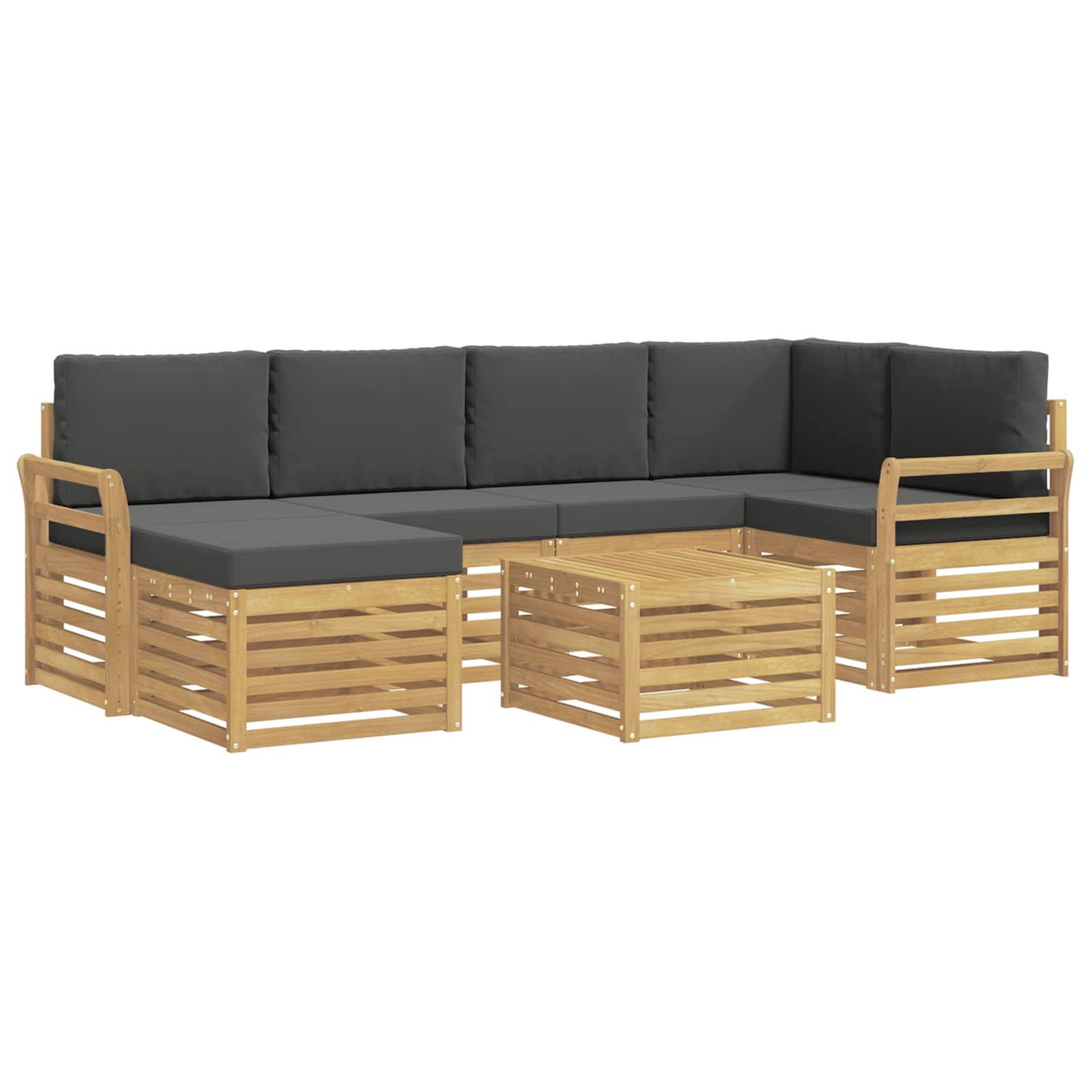 vidaXL Outdoor-Sofagarnitur 7 pcs Weiß und Anthrazit Polyester