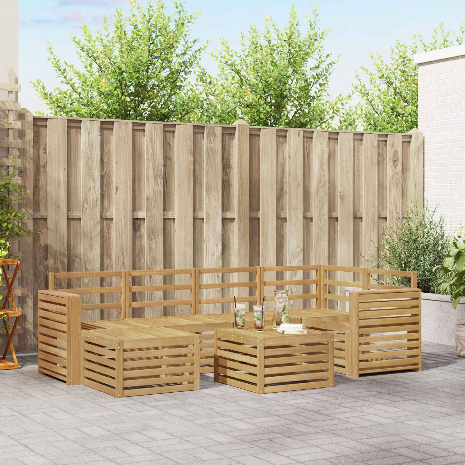 vidaXL Outdoor-Sofagarnitur 7 pcs Weiß Polyester