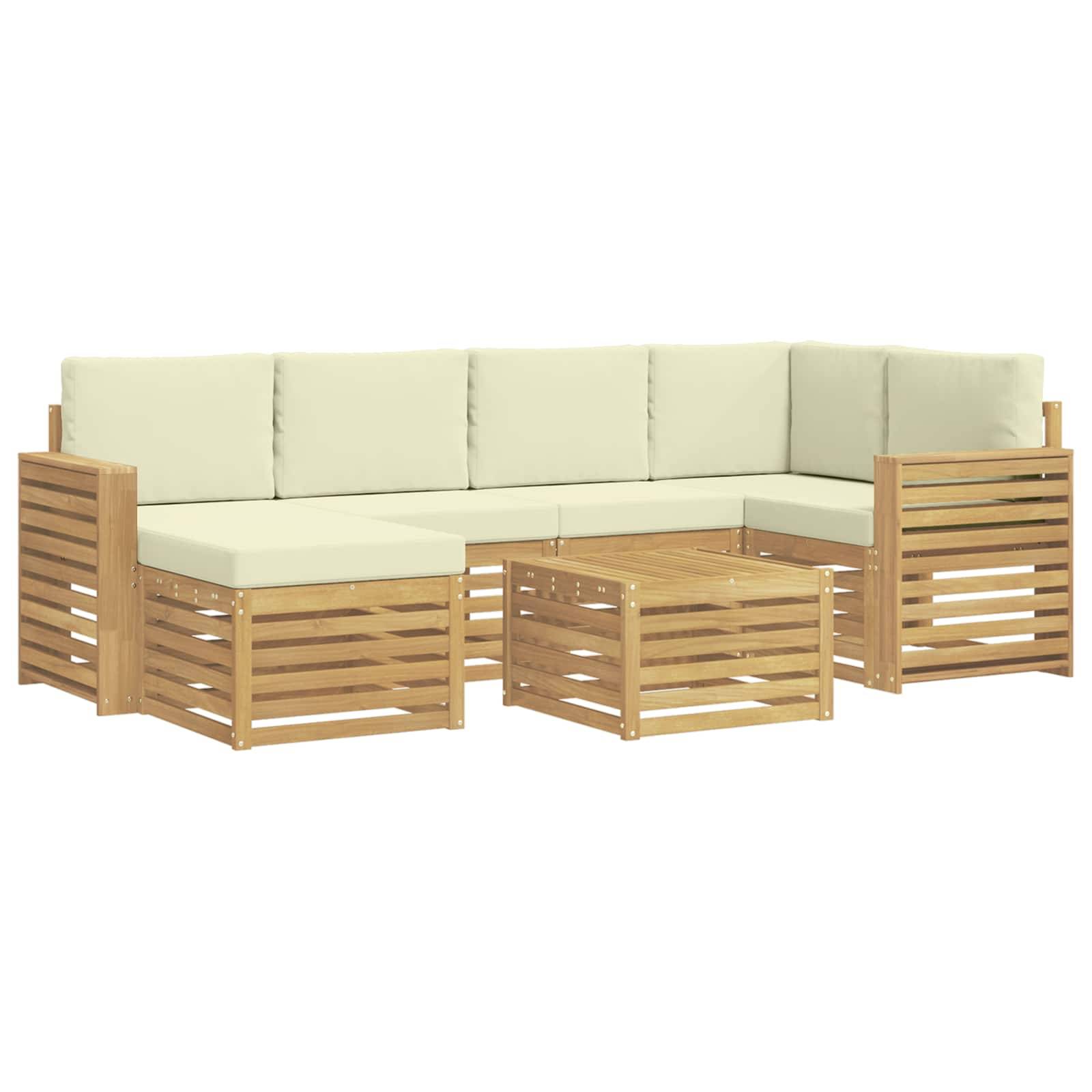 vidaXL Outdoor-Sofagarnitur 7 pcs Weiß und Creme Polyester