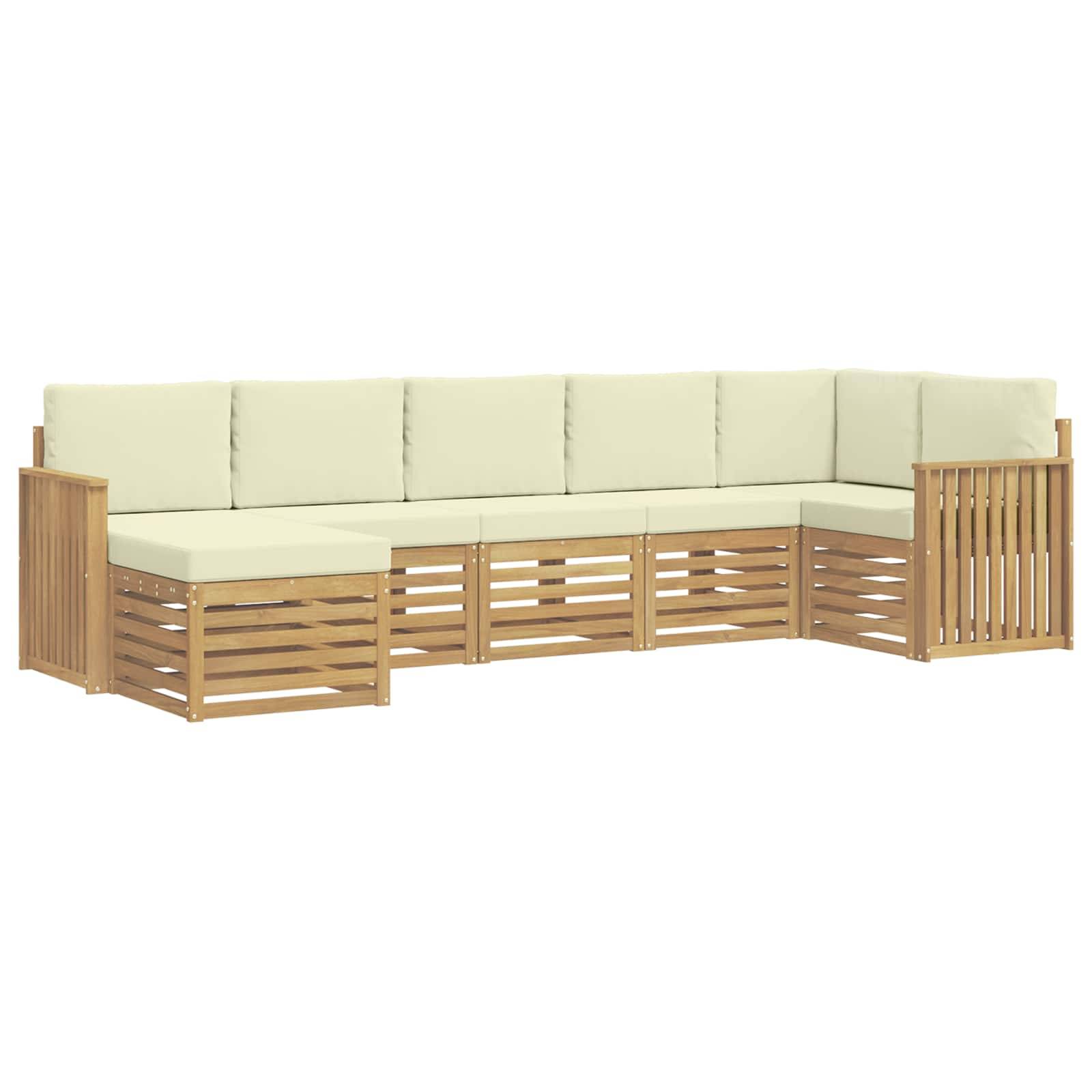 vidaXL Outdoor-Sofagarnitur 7 pcs Weiß und Creme