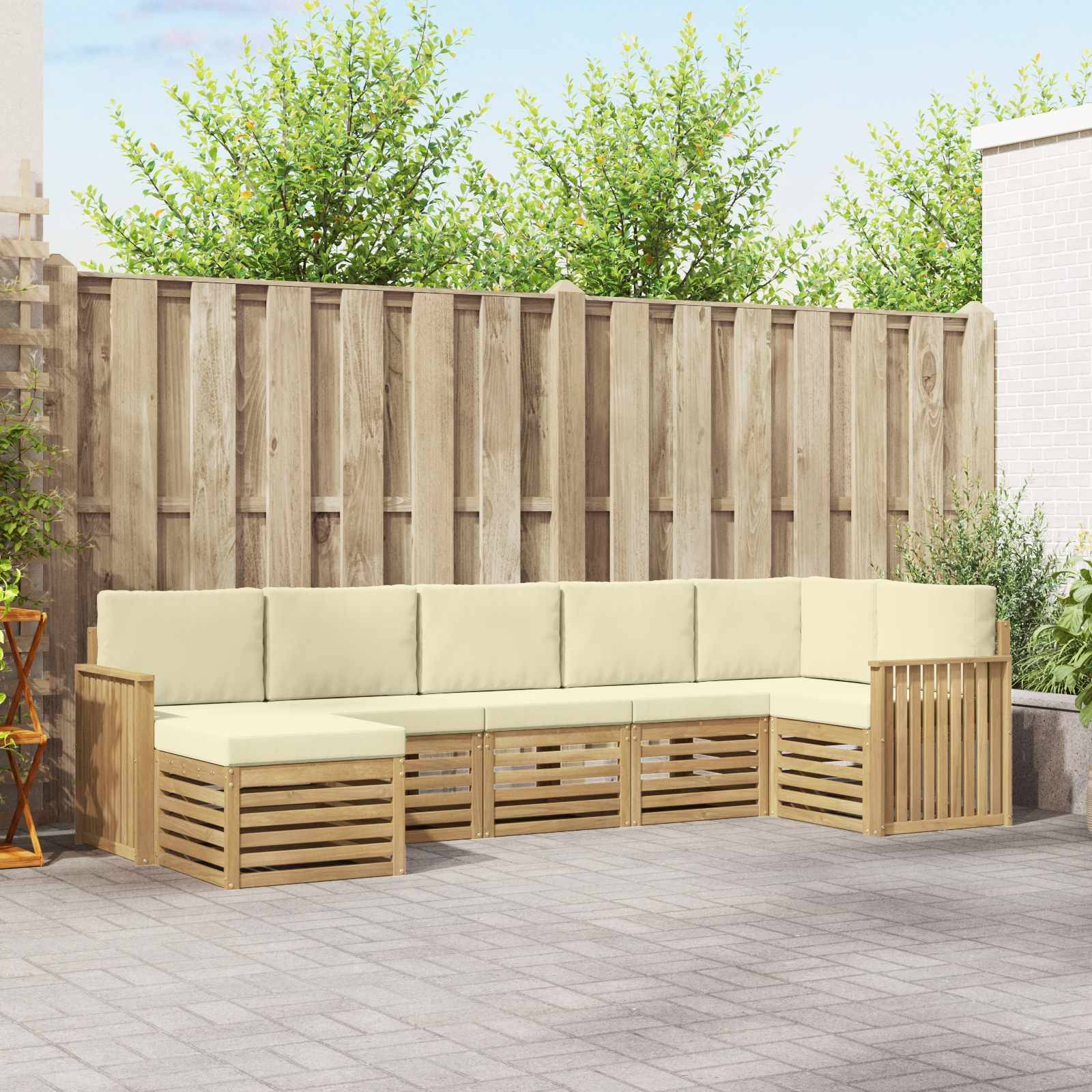 vidaXL Outdoor-Sofagarnitur 7 pcs Weiß und Creme