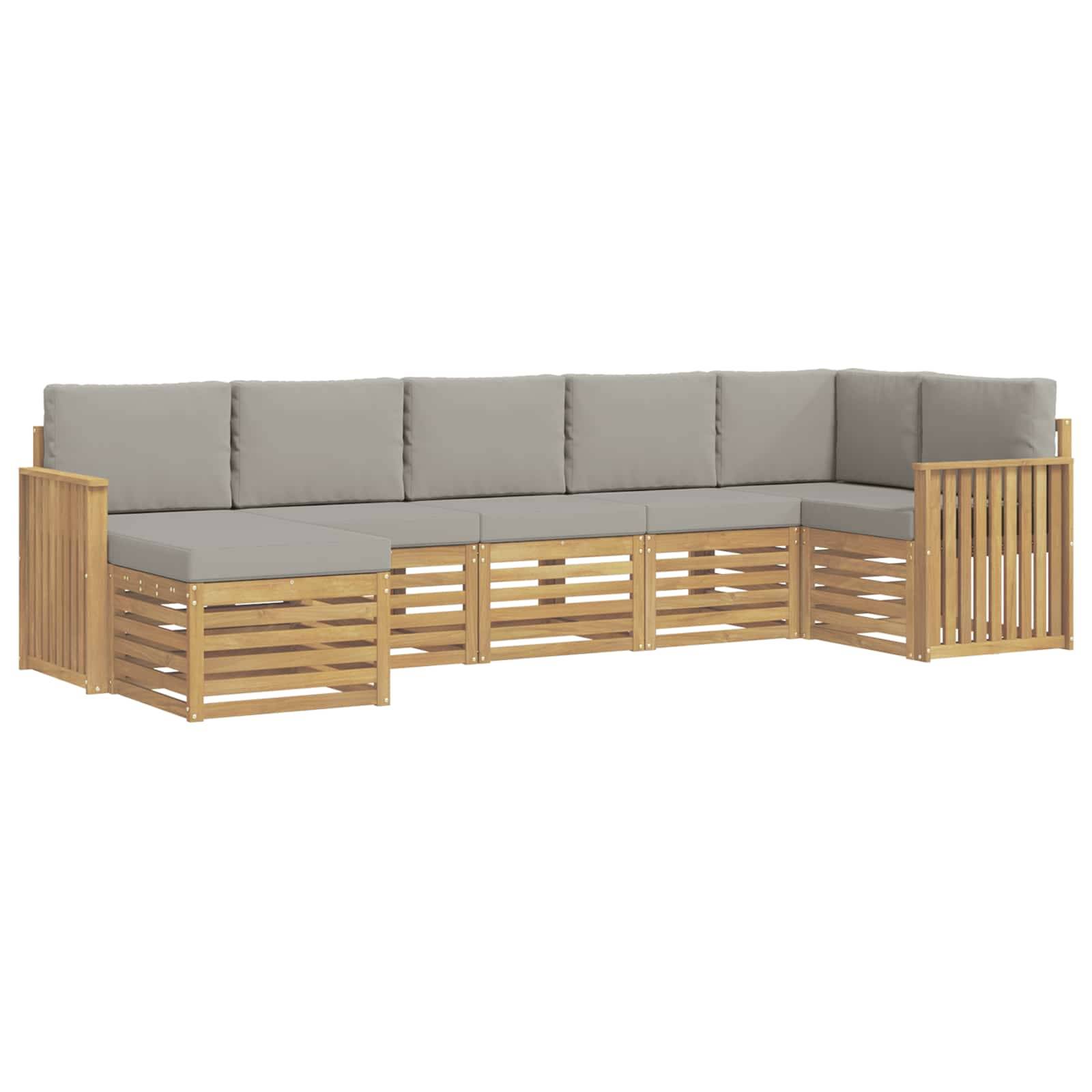 vidaXL Outdoor-Sofagarnitur 7 pcs Weiß und Hellgrau