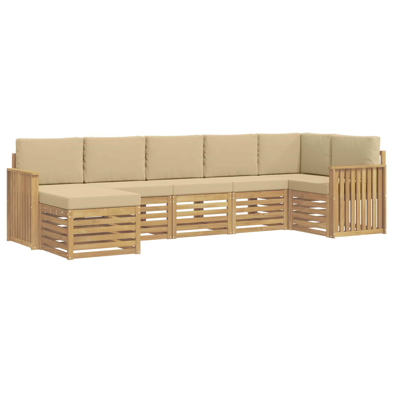vidaXL Outdoor-Sofagarnitur 7 pcs Weiß und Beige