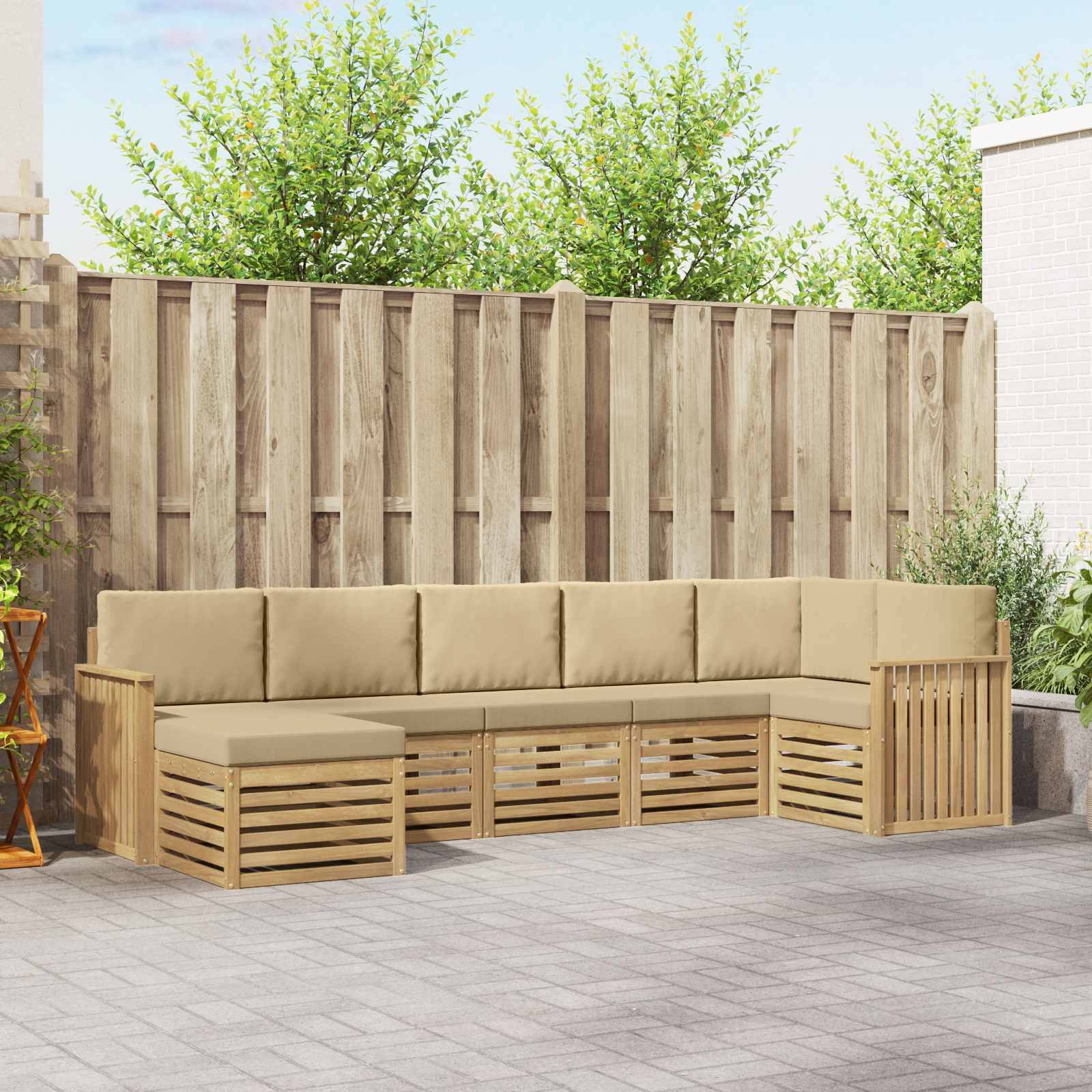 vidaXL Outdoor-Sofagarnitur 7 pcs Weiß und Beige