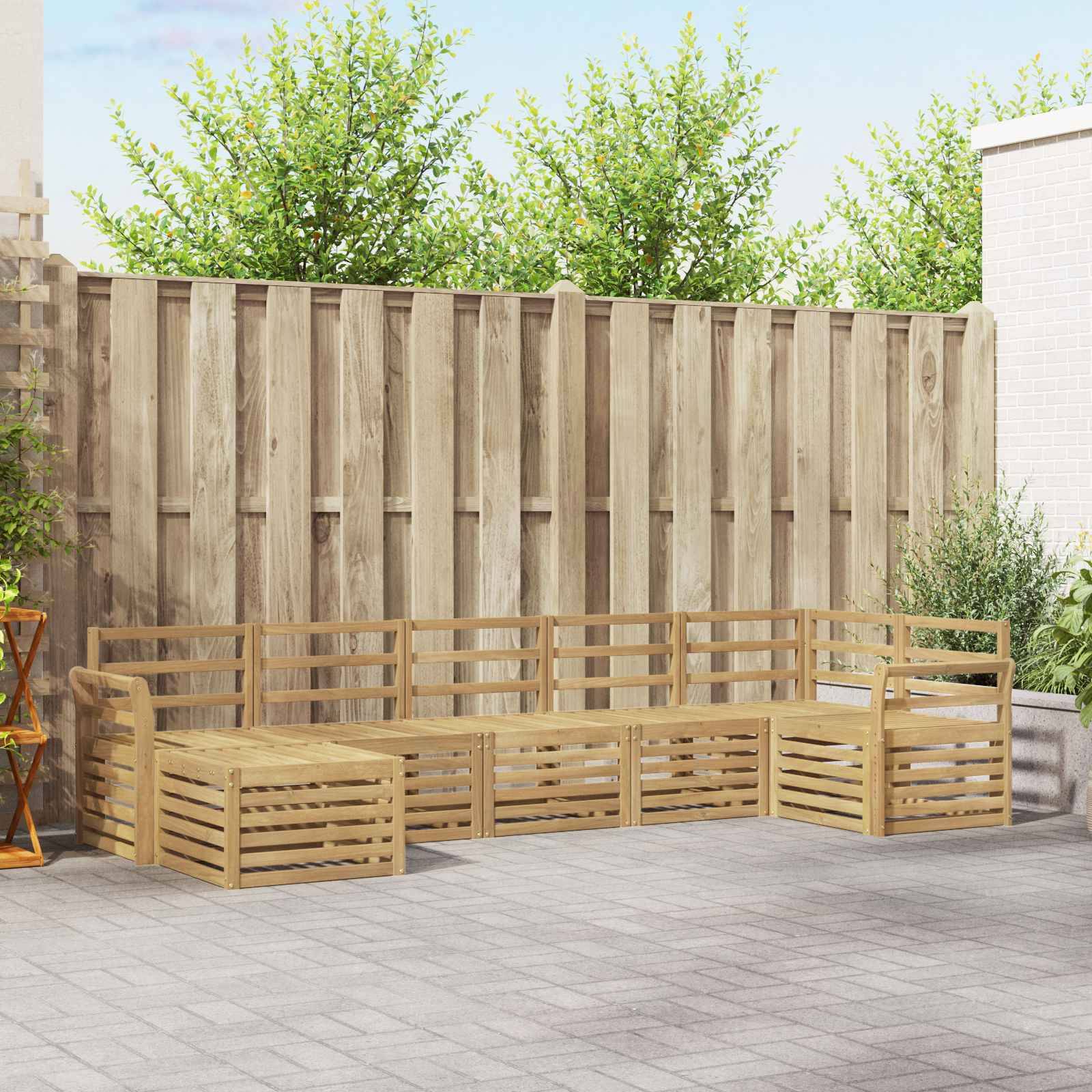 vidaXL Outdoor-Sofagarnitur 7 pcs Weiß