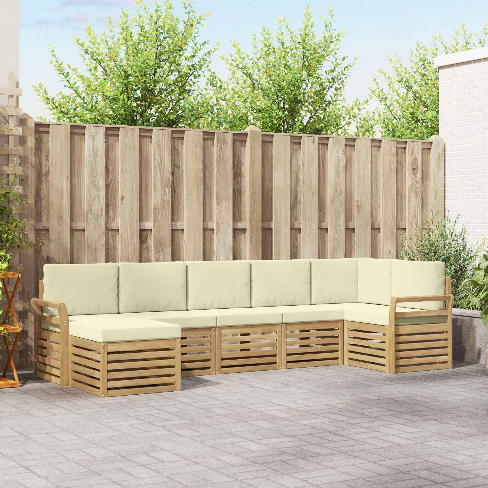 vidaXL Outdoor-Sofagarnitur 7 pcs Weiß und Creme
