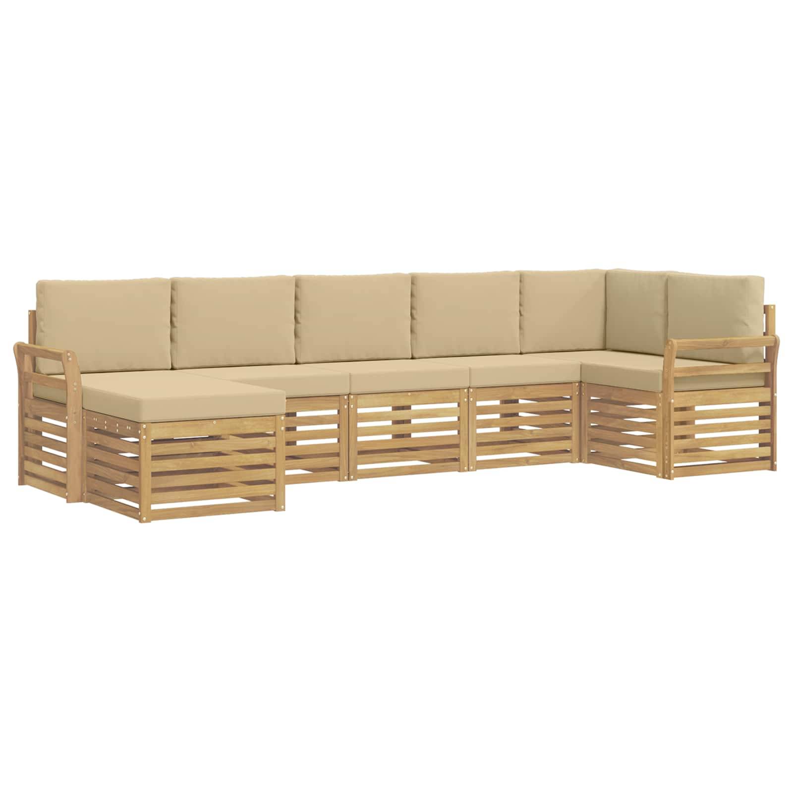 vidaXL Outdoor-Sofagarnitur 7 pcs Weiß und Beige