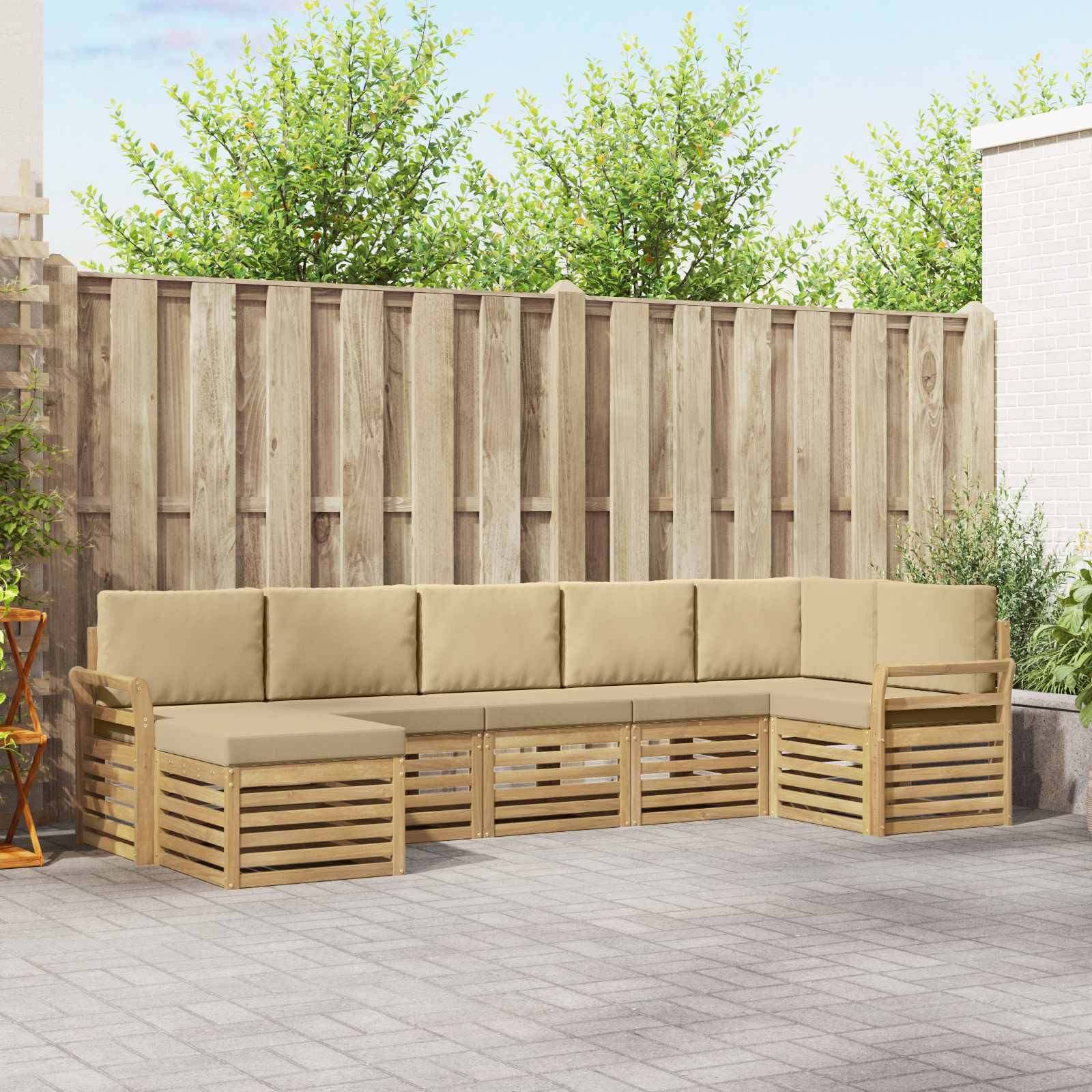 vidaXL Outdoor-Sofagarnitur 7 pcs Weiß und Beige
