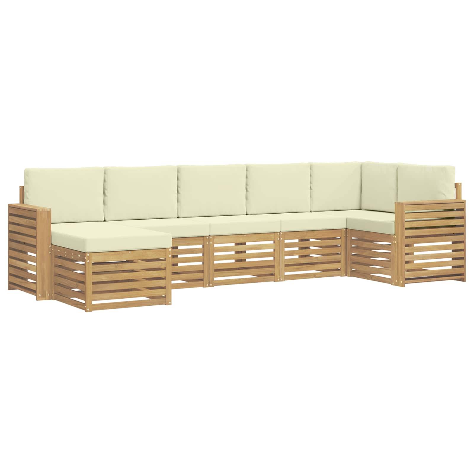 vidaXL Outdoor-Sofagarnitur 7 pcs Weiß und Creme