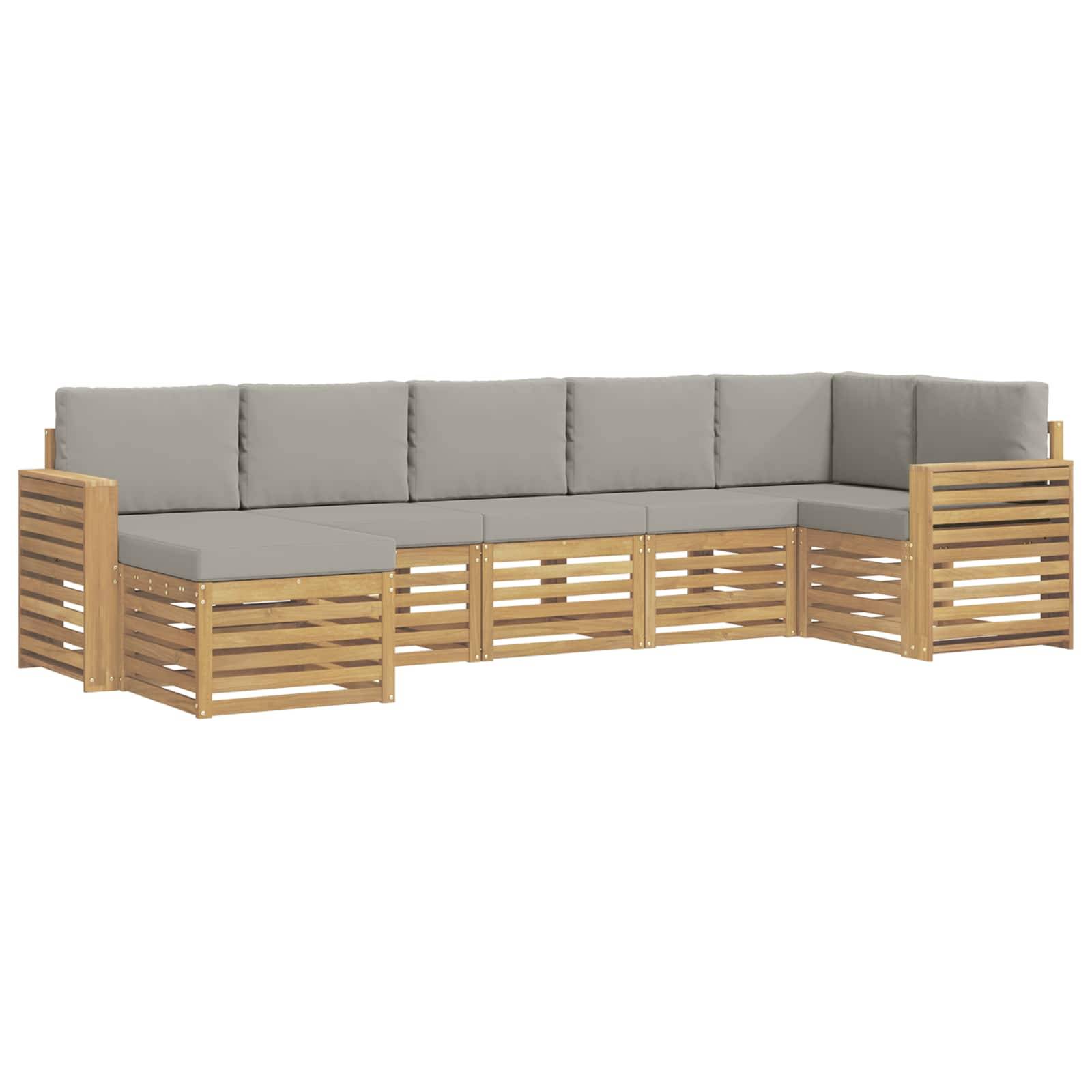 vidaXL Outdoor-Sofagarnitur 7 pcs Weiß und Hellgrau
