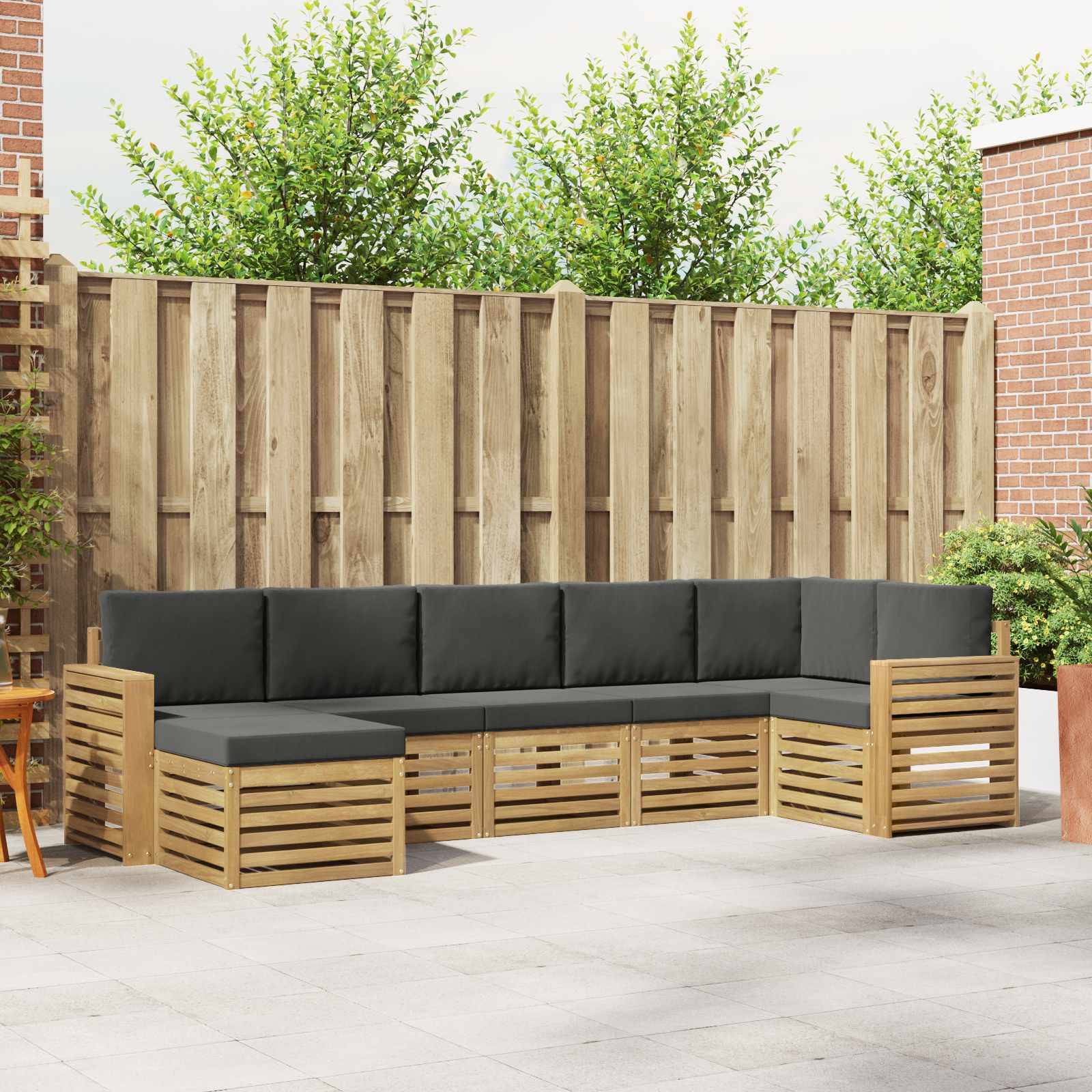 vidaXL Outdoor-Sofagarnitur 7 pcs Weiß und Anthrazit