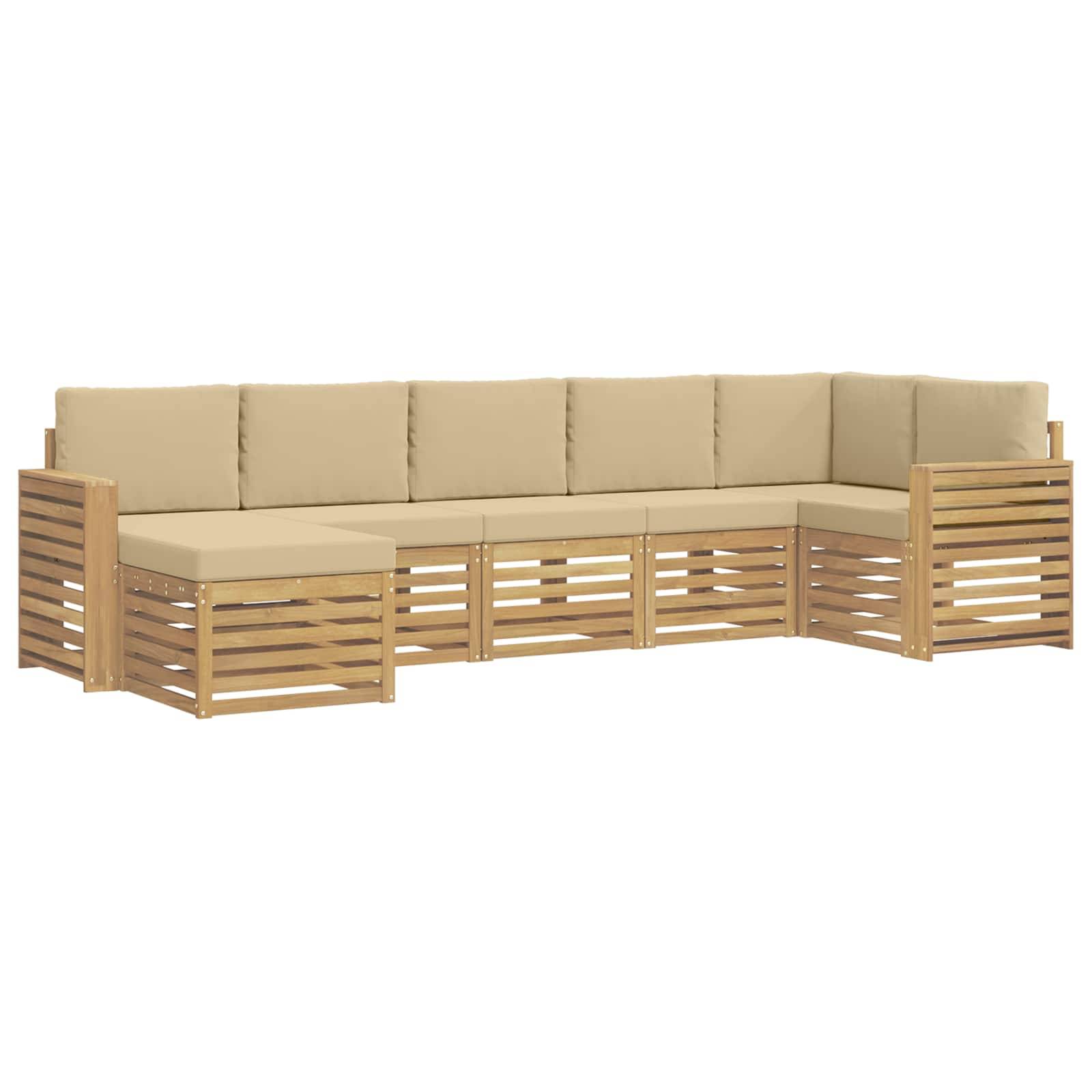 vidaXL Outdoor-Sofagarnitur 7 pcs Weiß und Beige