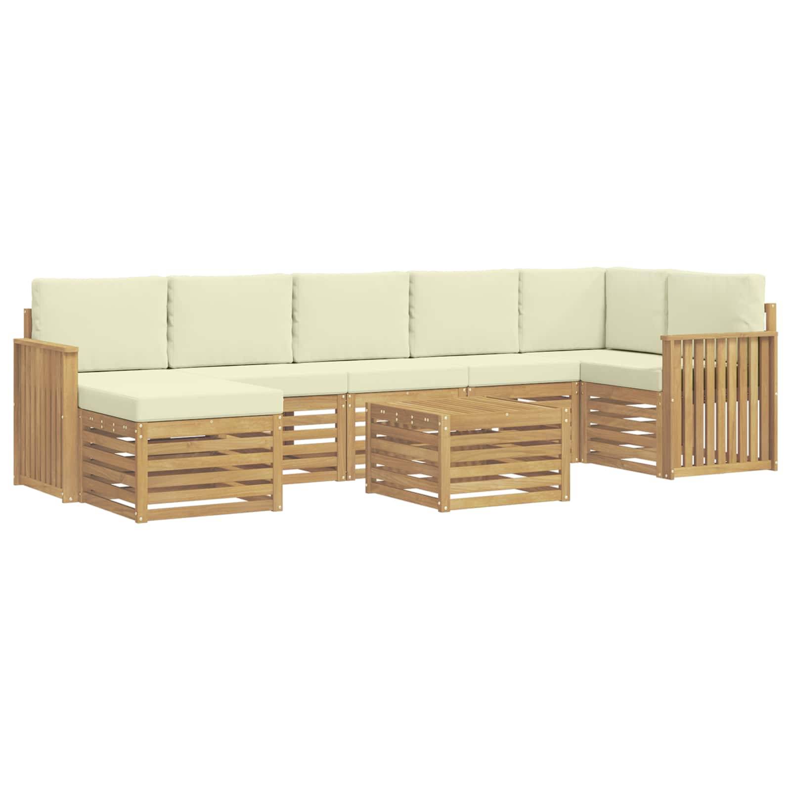 vidaXL Outdoor-Sofagarnitur 8 pcs Weiß und Creme 59 x 59 x 37 cm