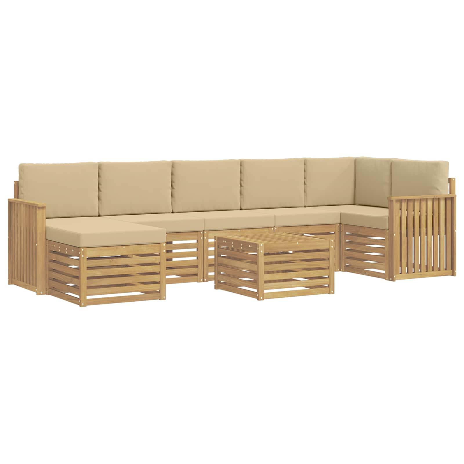 vidaXL Outdoor-Sofagarnitur 8 pcs Weiß und Beige 59 x 59 x 37 cm