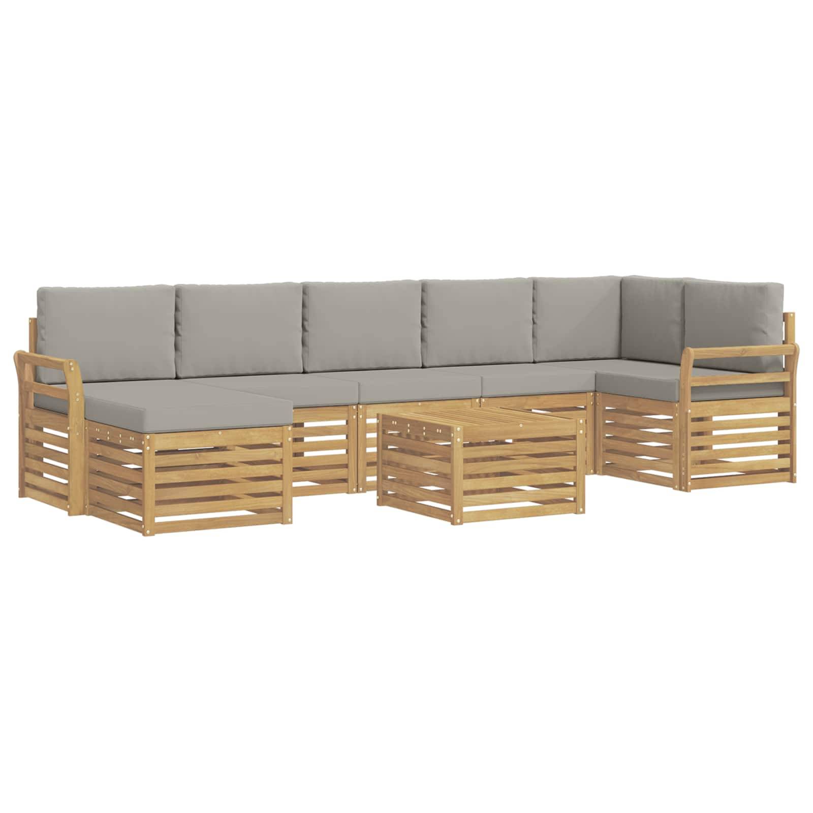 vidaXL Outdoor-Sofagarnitur 8 pcs Weiß und Hellgrau 59 x 59 x 37 cm