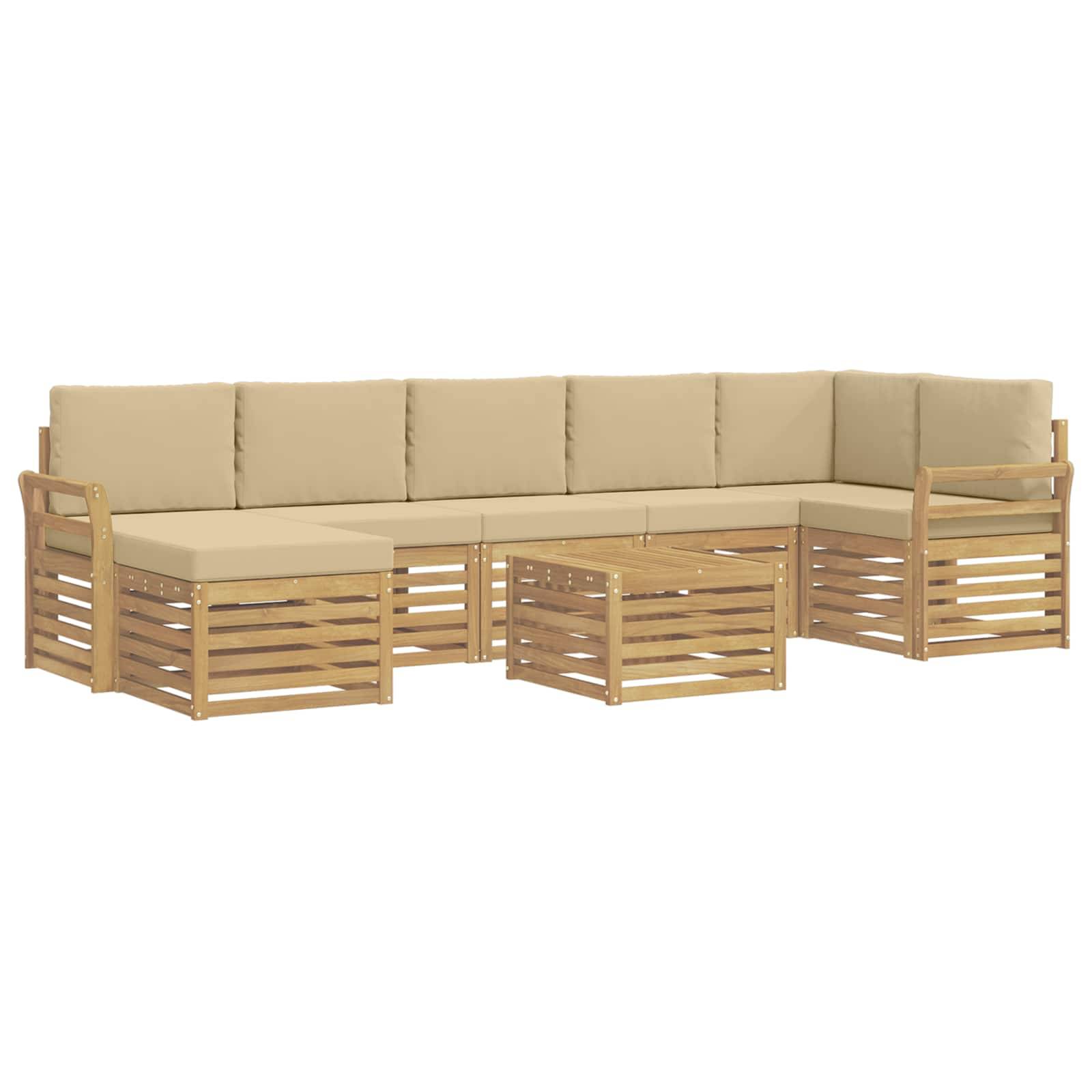 vidaXL Outdoor-Sofagarnitur 8 pcs Weiß und Beige 59 x 59 x 37 cm