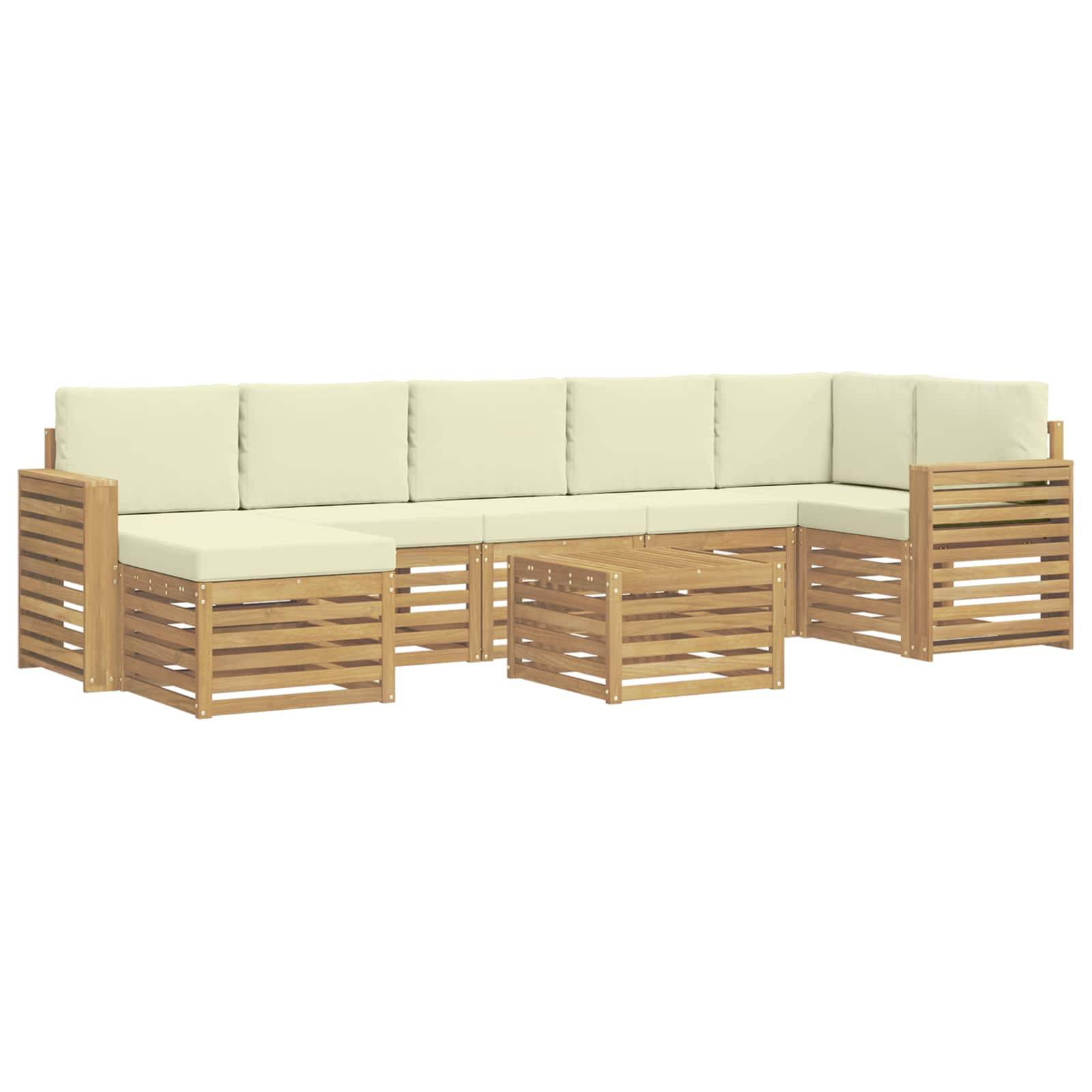 vidaXL Outdoor-Sofagarnitur 8 pcs Weiß und Creme 59 x 59 x 37 cm