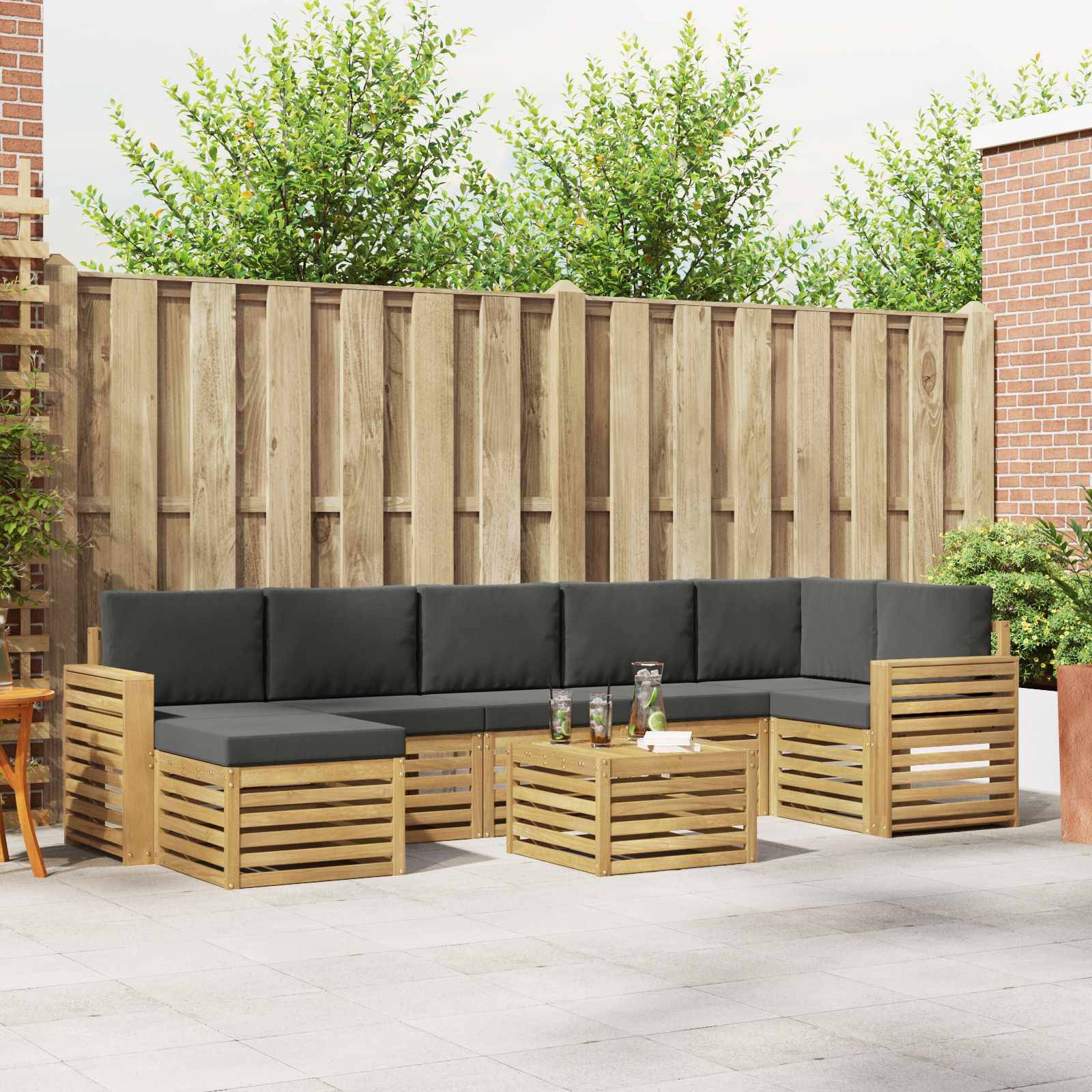 vidaXL Outdoor-Sofagarnitur 8 pcs Weiß und Anthrazit 59 x 59 x 37 cm