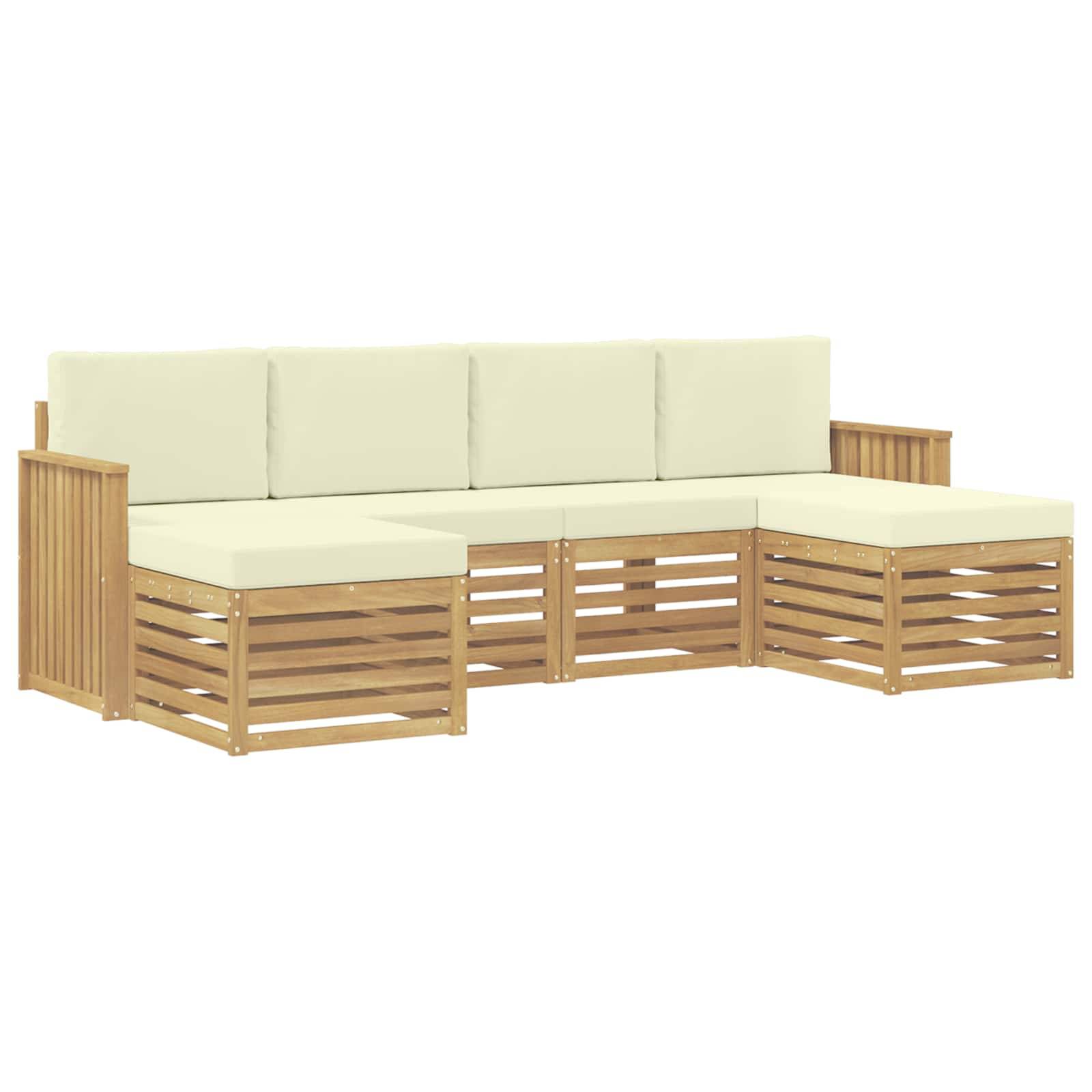 vidaXL Outdoor-Sofagarnitur 6 pcs Weiß und Creme 249 x 122,5 x 73 cm
