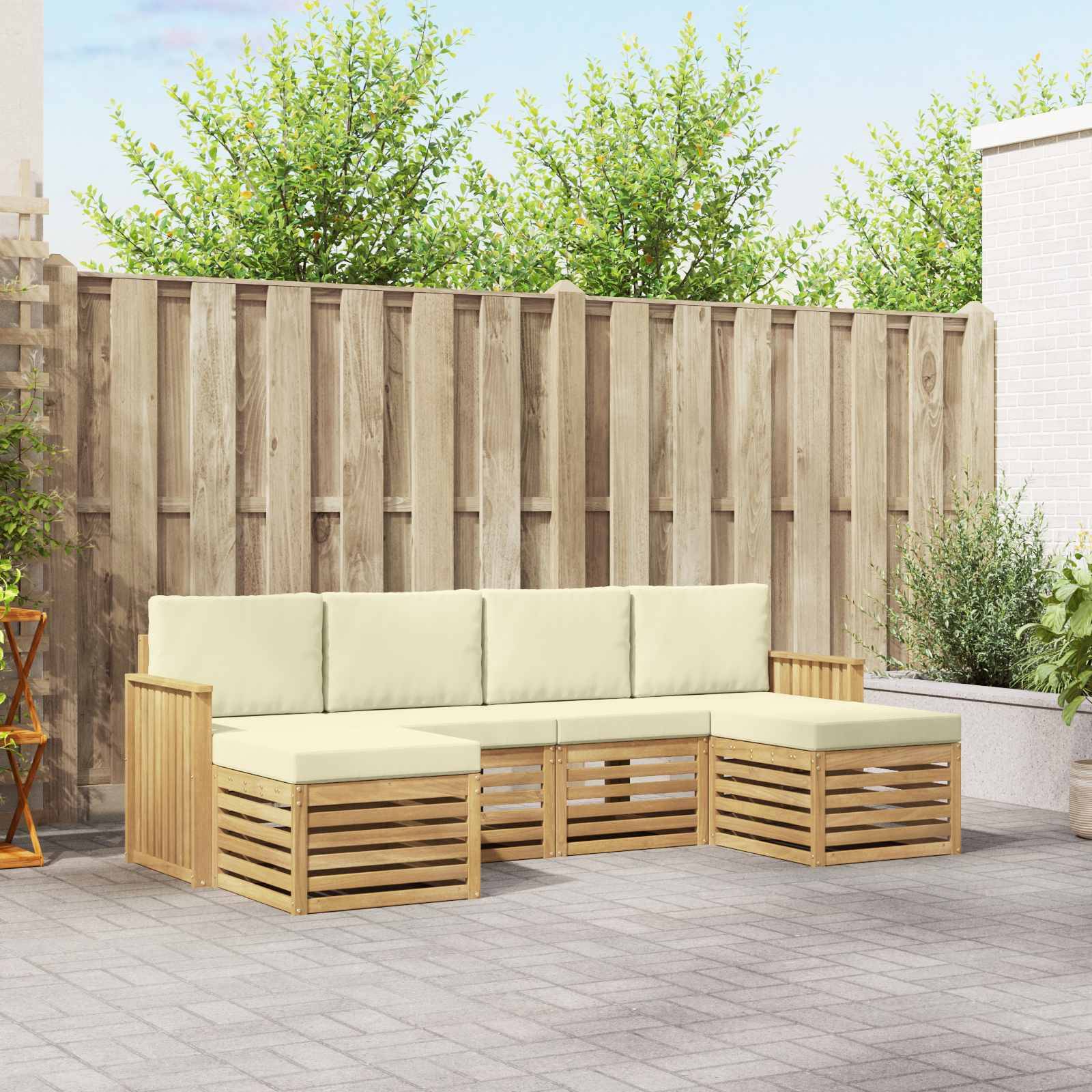vidaXL Outdoor-Sofagarnitur 6 pcs Weiß und Creme 249 x 122,5 x 73 cm