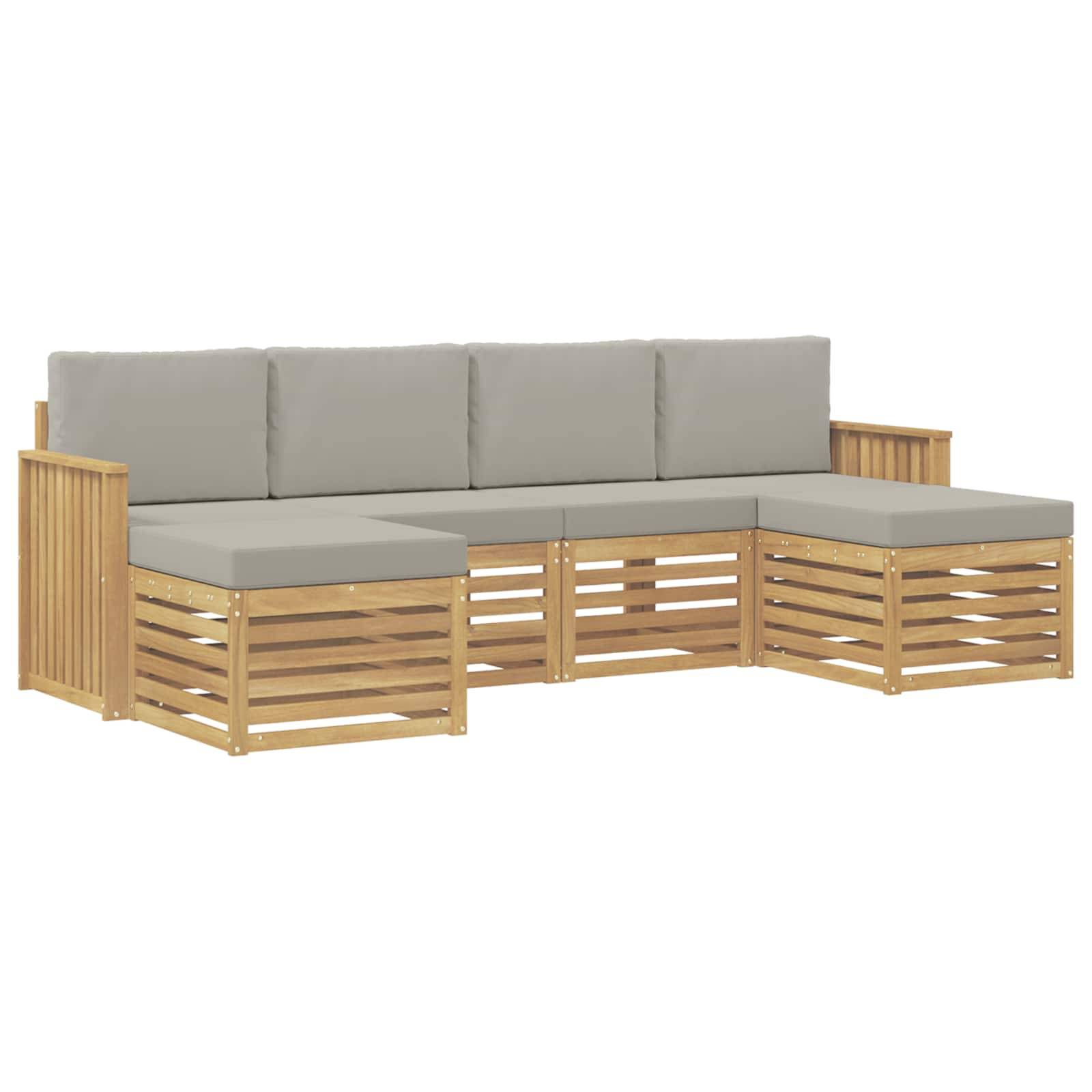 vidaXL Outdoor-Sofagarnitur 6 pcs Weiß und Hellgrau
