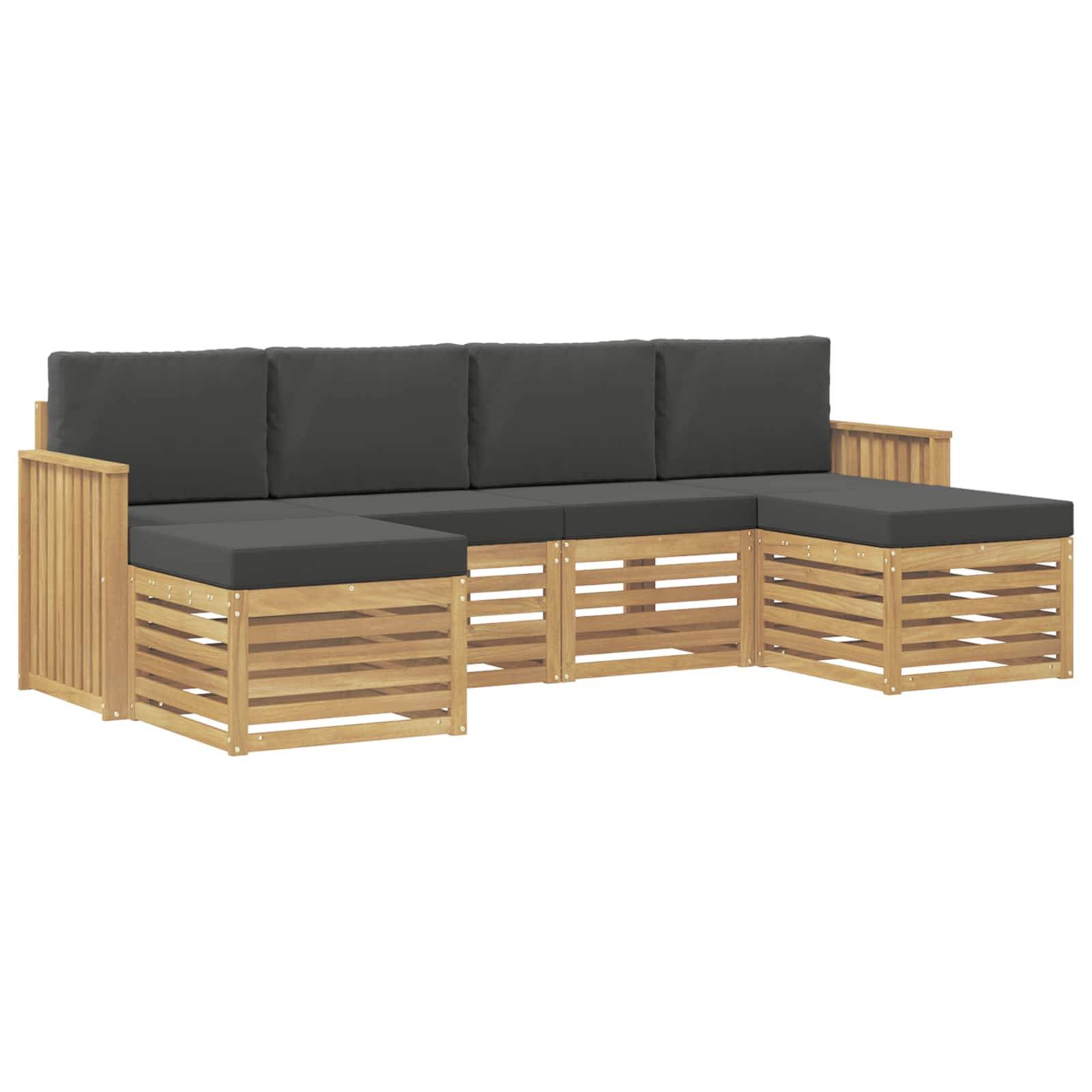 vidaXL Outdoor-Sofagarnitur 6 pcs Weiß und Anthrazit