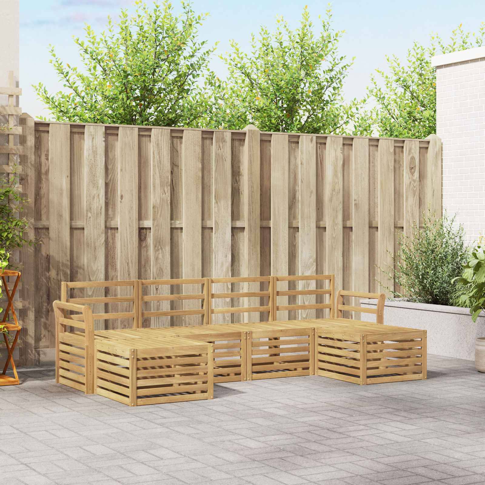 vidaXL Outdoor-Sofagarnitur 6 pcs Weiß 253 x 122,5 x 73 cm
