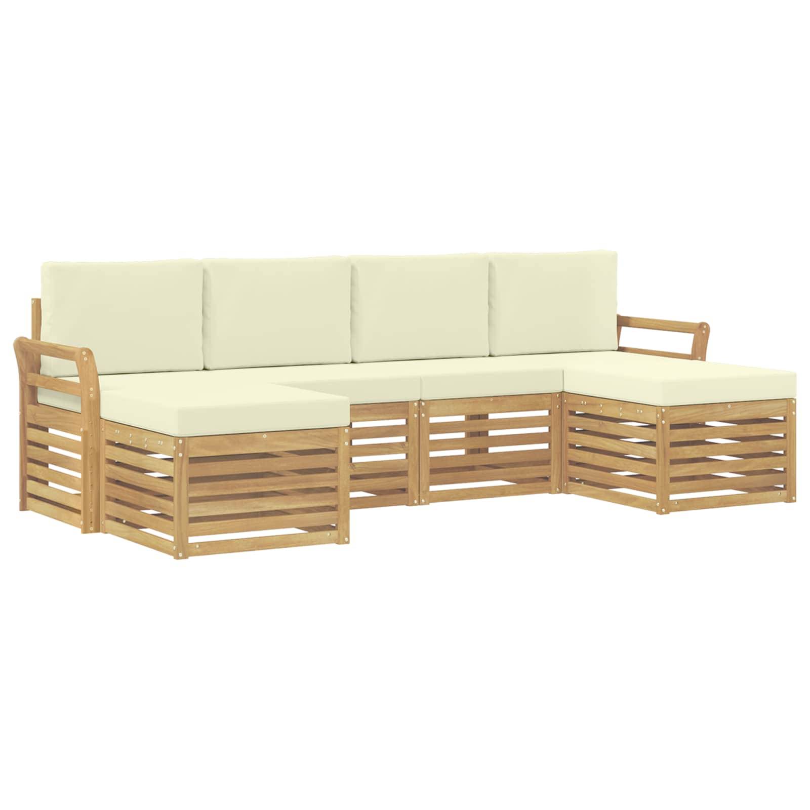vidaXL Outdoor-Sofagarnitur 6 pcs Weiß und Creme 253 x 122,5 x 73 cm