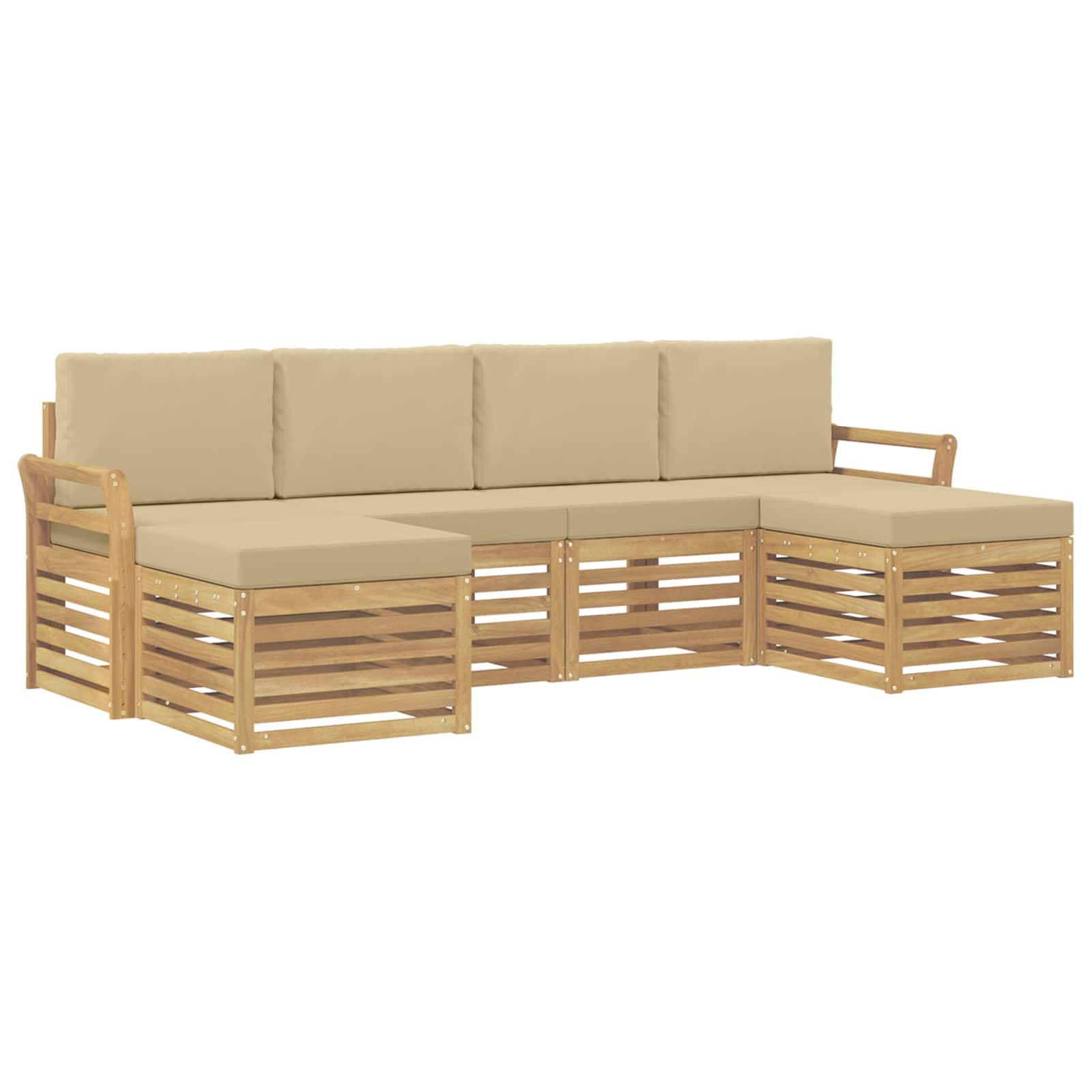 vidaXL Outdoor-Sofagarnitur 6 pcs Weiß und Beige 253 x 122,5 x 73 cm