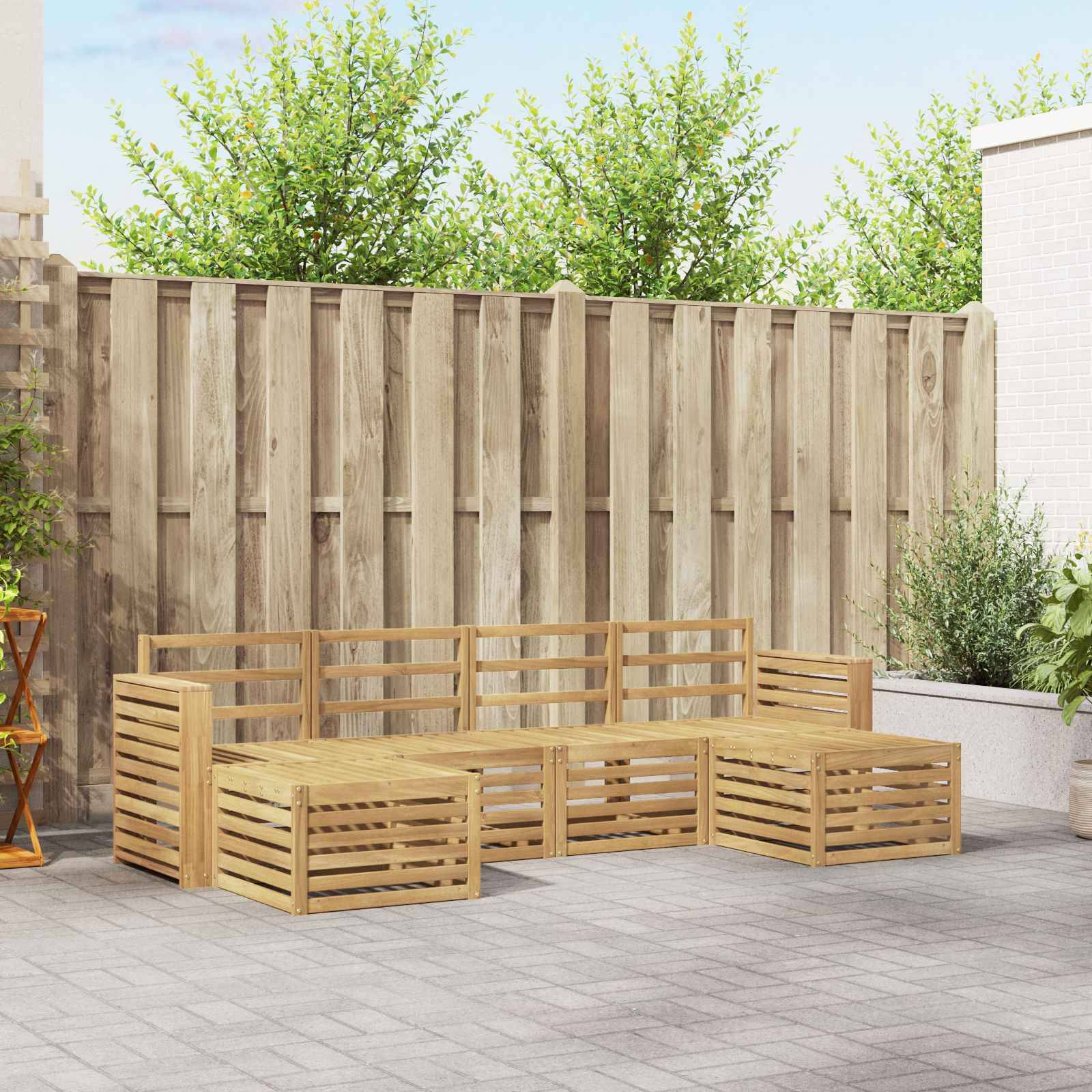 vidaXL Outdoor-Sofagarnitur 6 pcs Weiß 257 x 122,5 x 73 cm